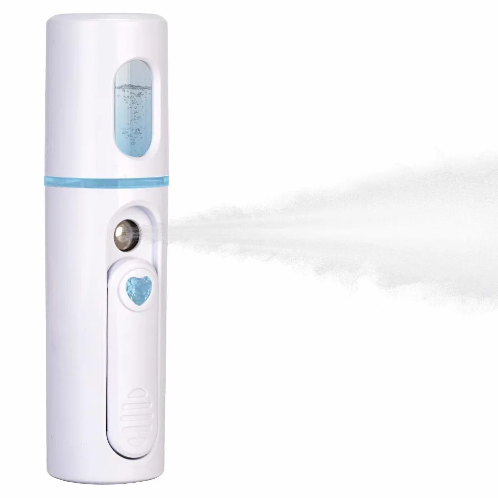 Nano Brumisateur Electrique Vaporisateur Eau Humidificateur Poche Pulvérisateur Rafraichissant pour Soin du Visage, Extension de Cils, Cheveux (Blanc)