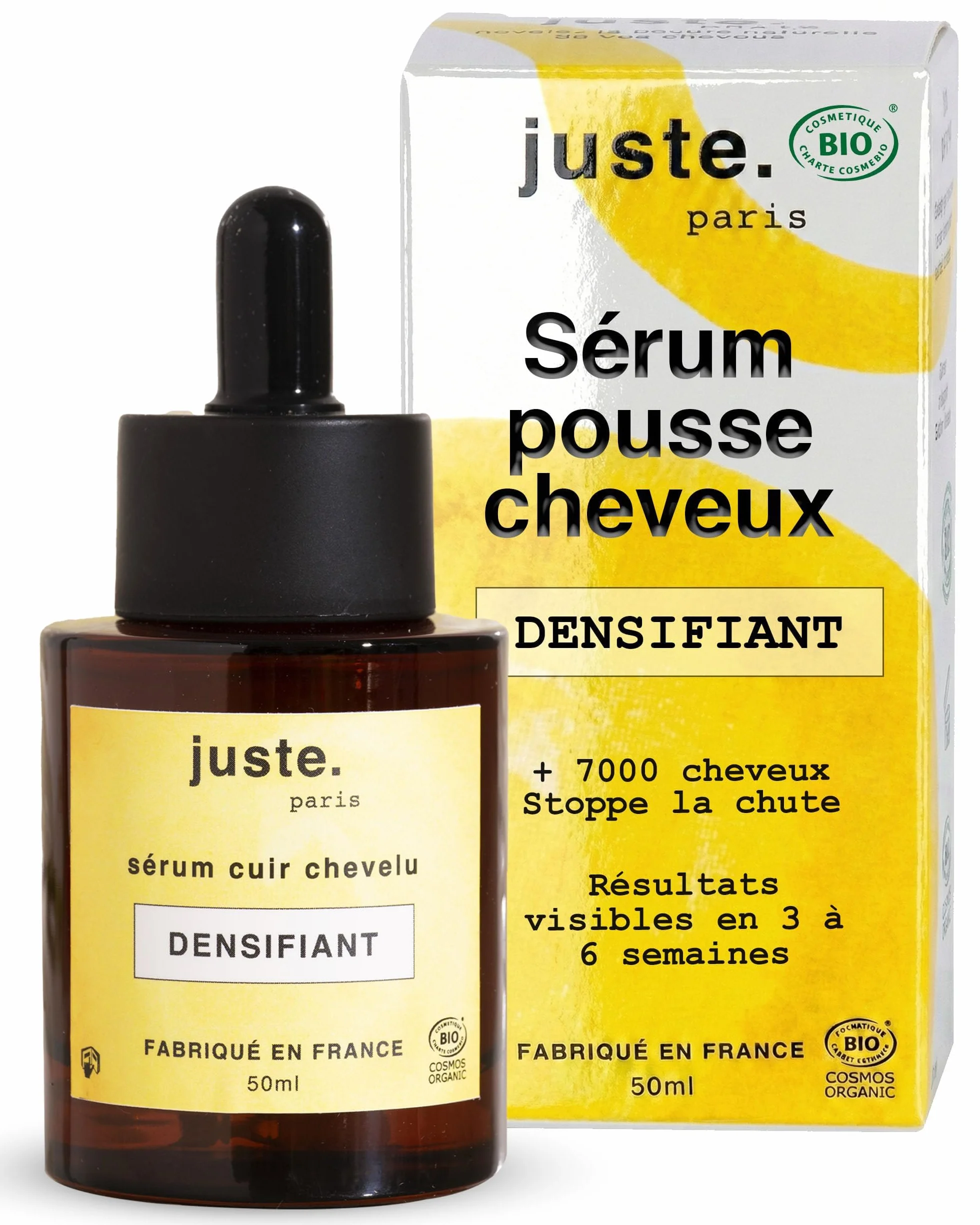 Juste Paris Serum pousse cheveux Bio - Anti chute - Croissance capillaire - Fabriqué en France