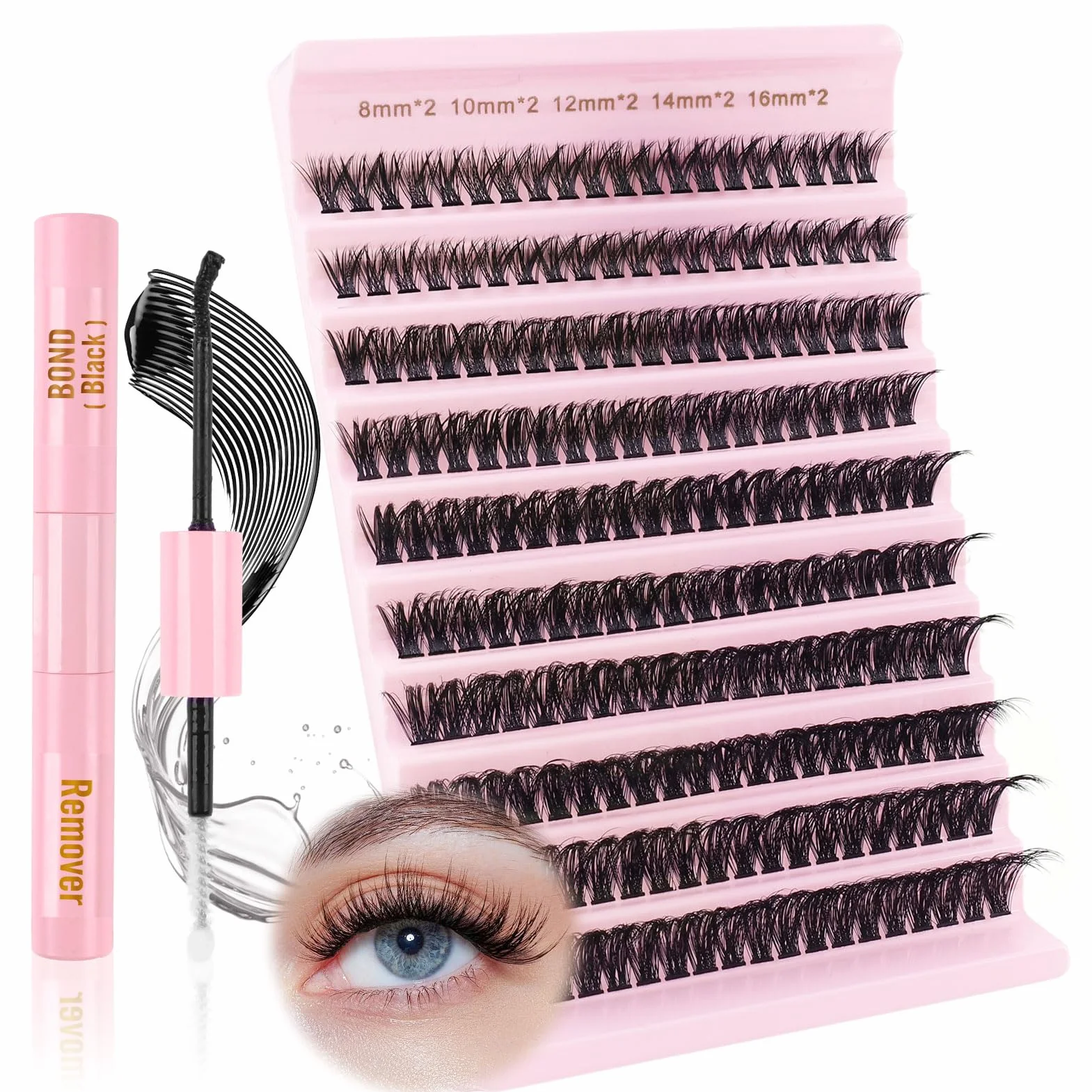 Glowing Win Faux Cils Individuel Kit 60D Extension de Cils Professionnel avec Colle de Cils Bouquet DIY Cluster Lashes