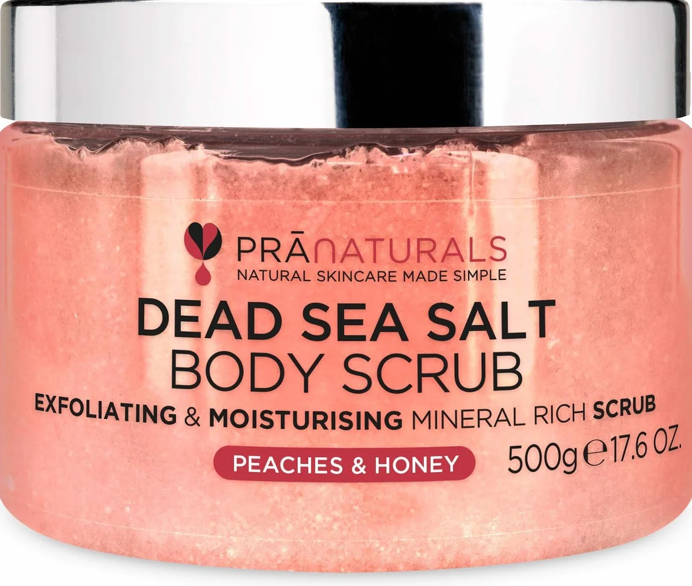 PraNaturals Gommage au Sel de la mer Morte 500 g – Hydratant & Nourrissant, aux Huiles Naturelles & Minéraux, Sans Parabens, Végan