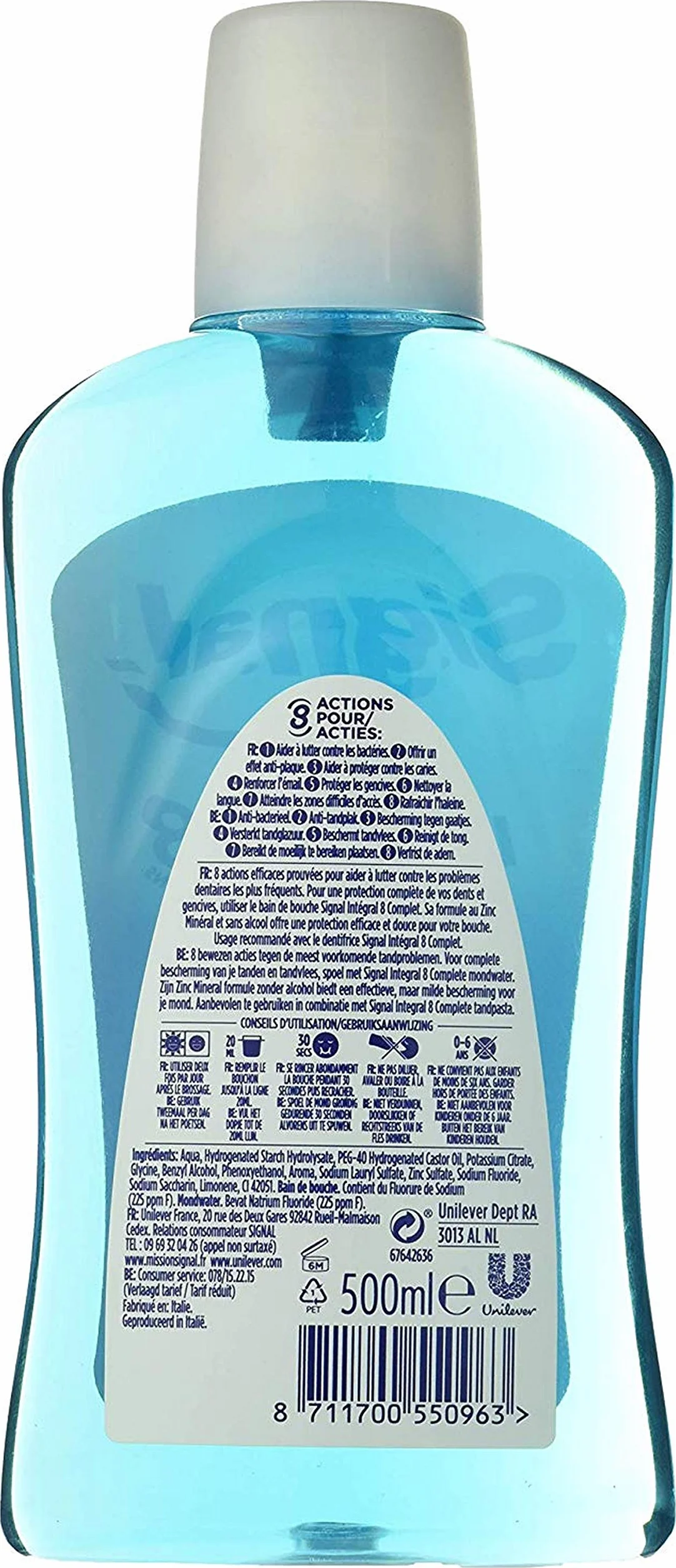 SIGNAL Bain de Bouche Intégral 8 Anti-Plaque Sans Alcool 500ml