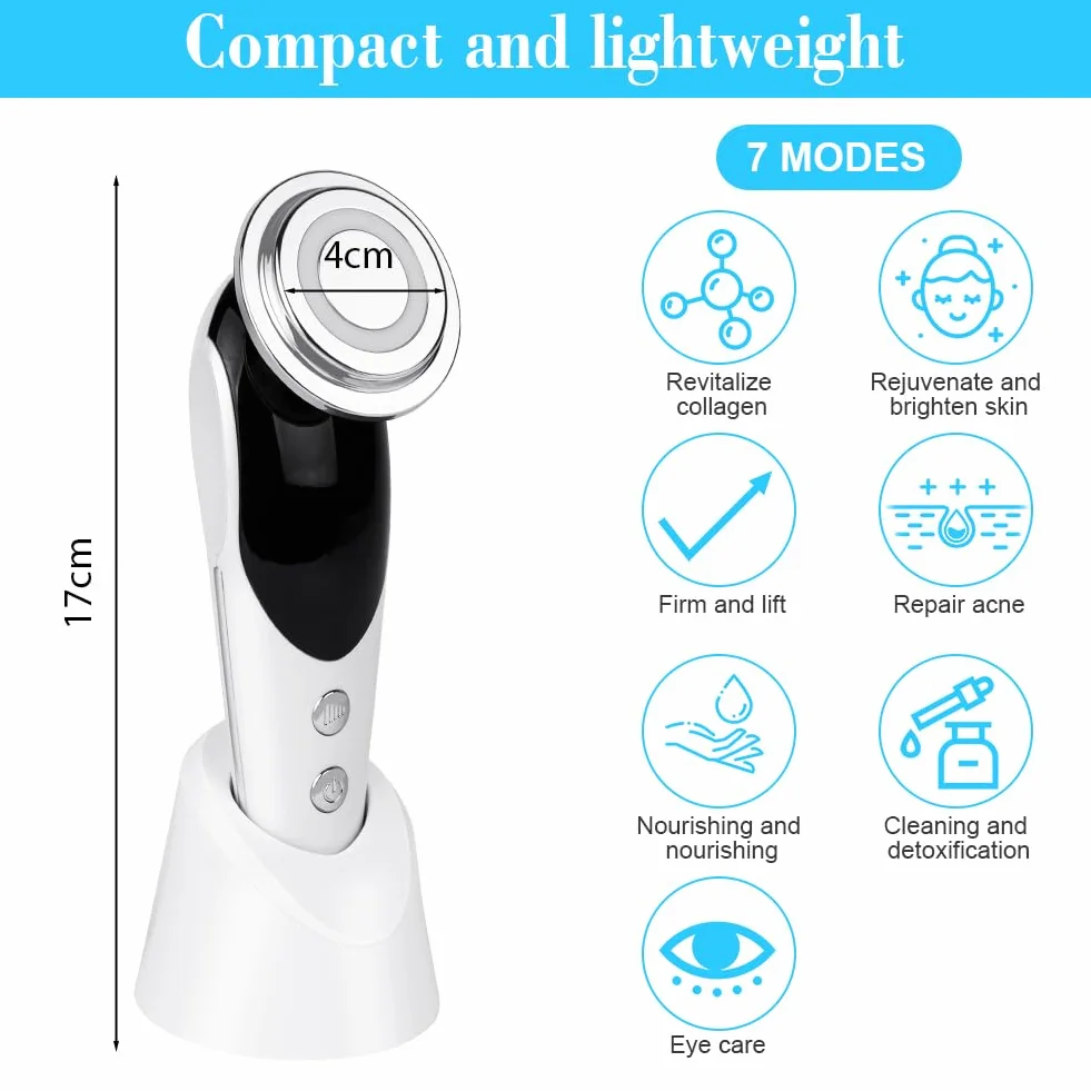 Appareil Anti Rides Visage, Appareil Massage Visage Masseur Facial, Dispositif Multifonctionnel de Soin Visage Anti-âge avec EMS et Chaud, Froid, pour Anti-âge, Améliore, Raffermit Lisse La Peau