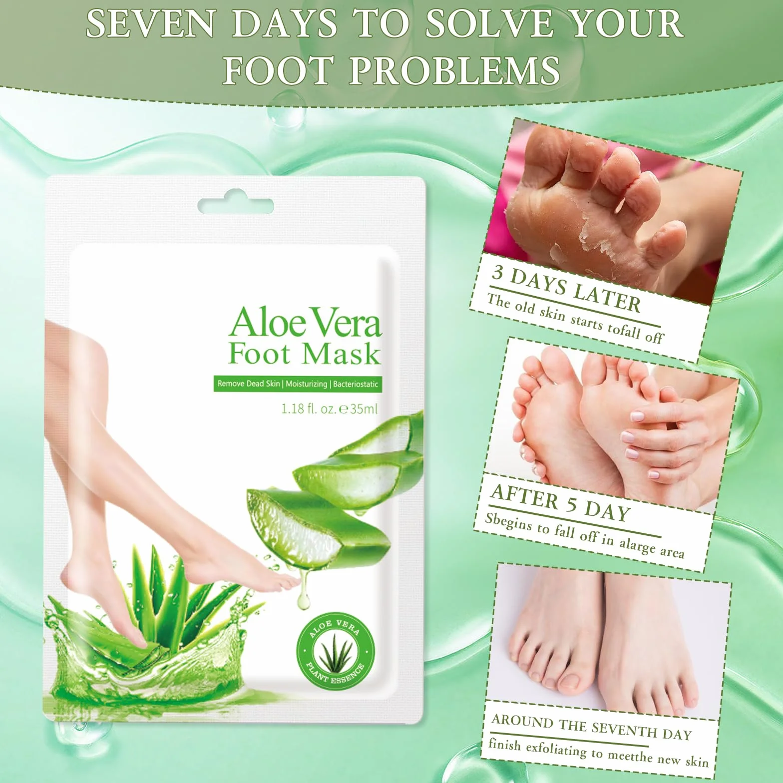 Chaussettes anti-callosités à l'aloe vera Lot de 6 paires - Soin hydratant pieds secs fissurés