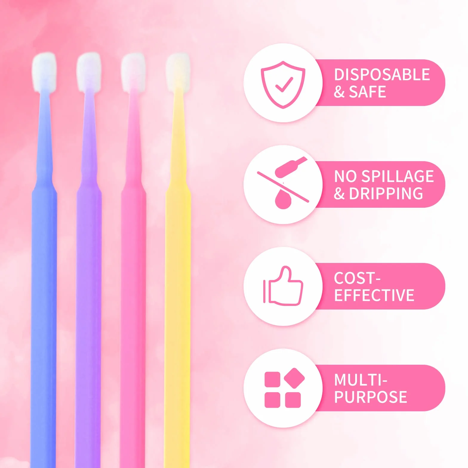 400 pcs Micro Applicateurs Brosses D'extension de Cils Jetables Maquillage Soins Dentaires Oraux 4 Couleurs