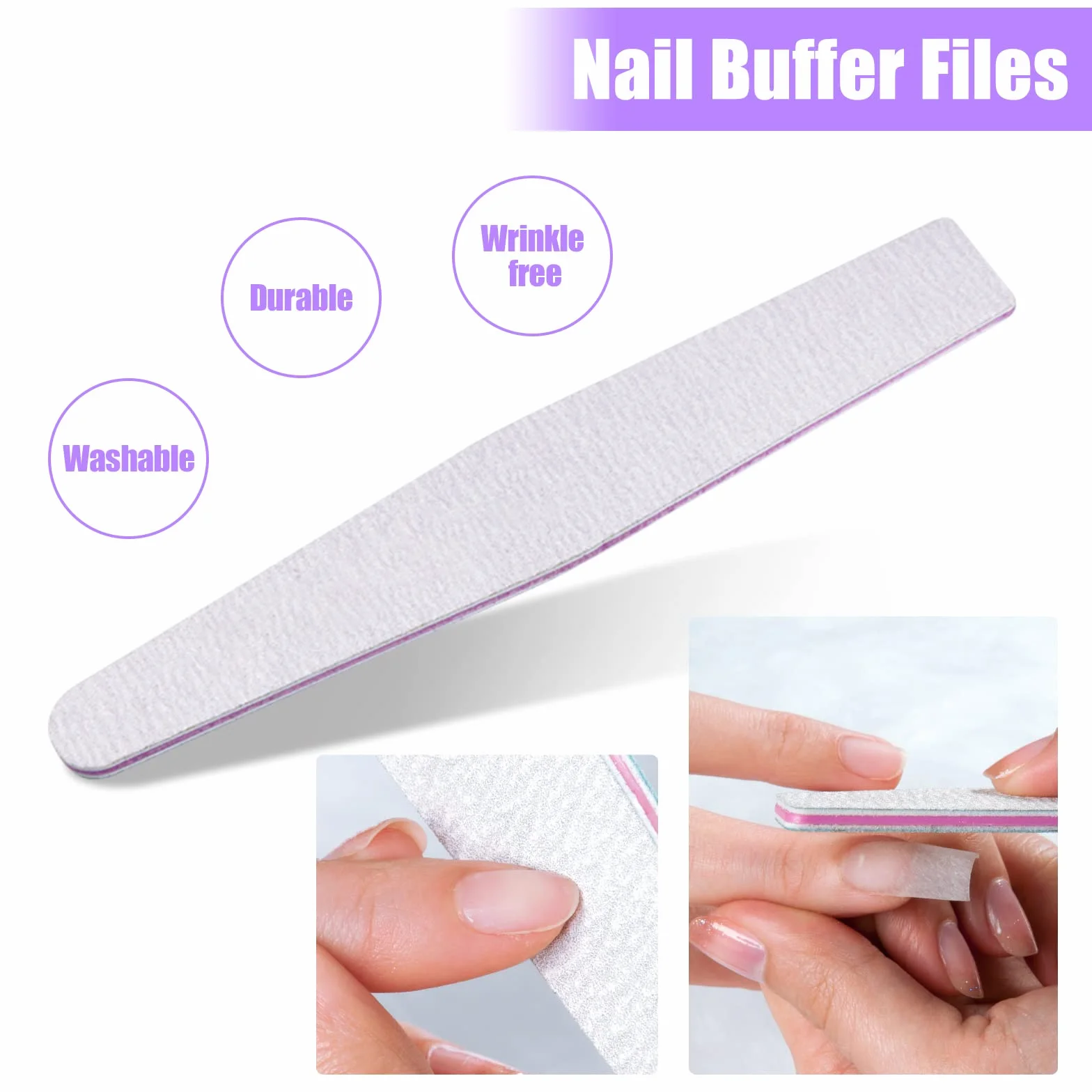 Limes à Ongles Lot de 7, 100/180, Lime à Ongles Professionnelles pour Manucure et Salon