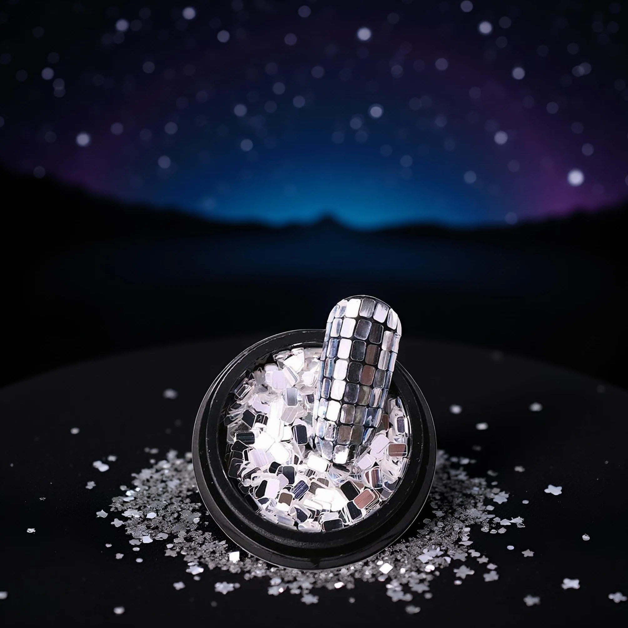 Paillettes carrées argentées décoration ongles maquillage loisirs créatifs kit