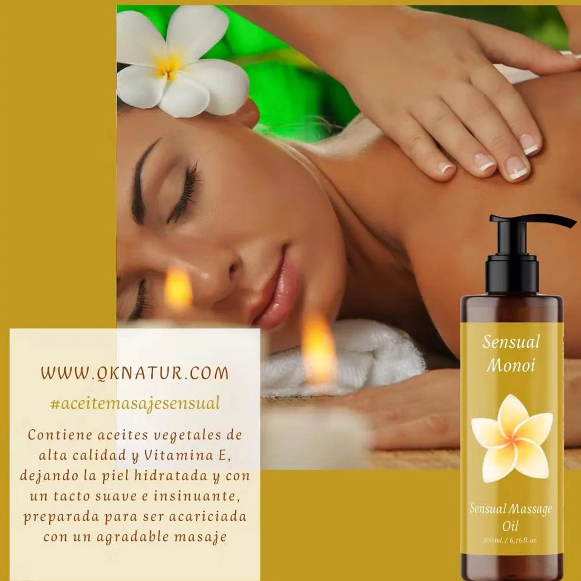 Huile de Massage Relaxante BIO au Monoï 200ml
