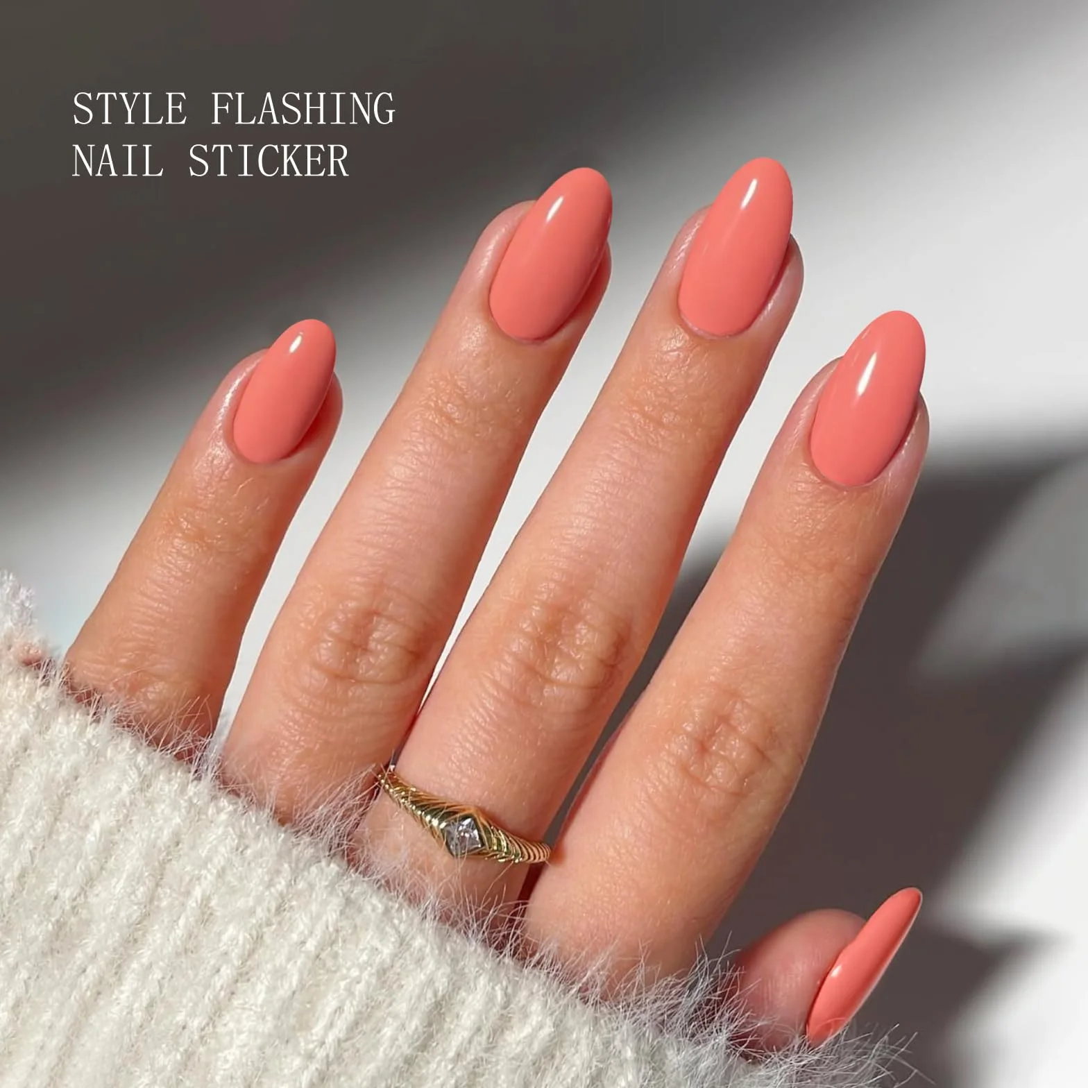 Autocollant Ongles Gel UV Rose Orange Gel Nail Art Stickers Semi-durci Deco Ongle Design Manucure
