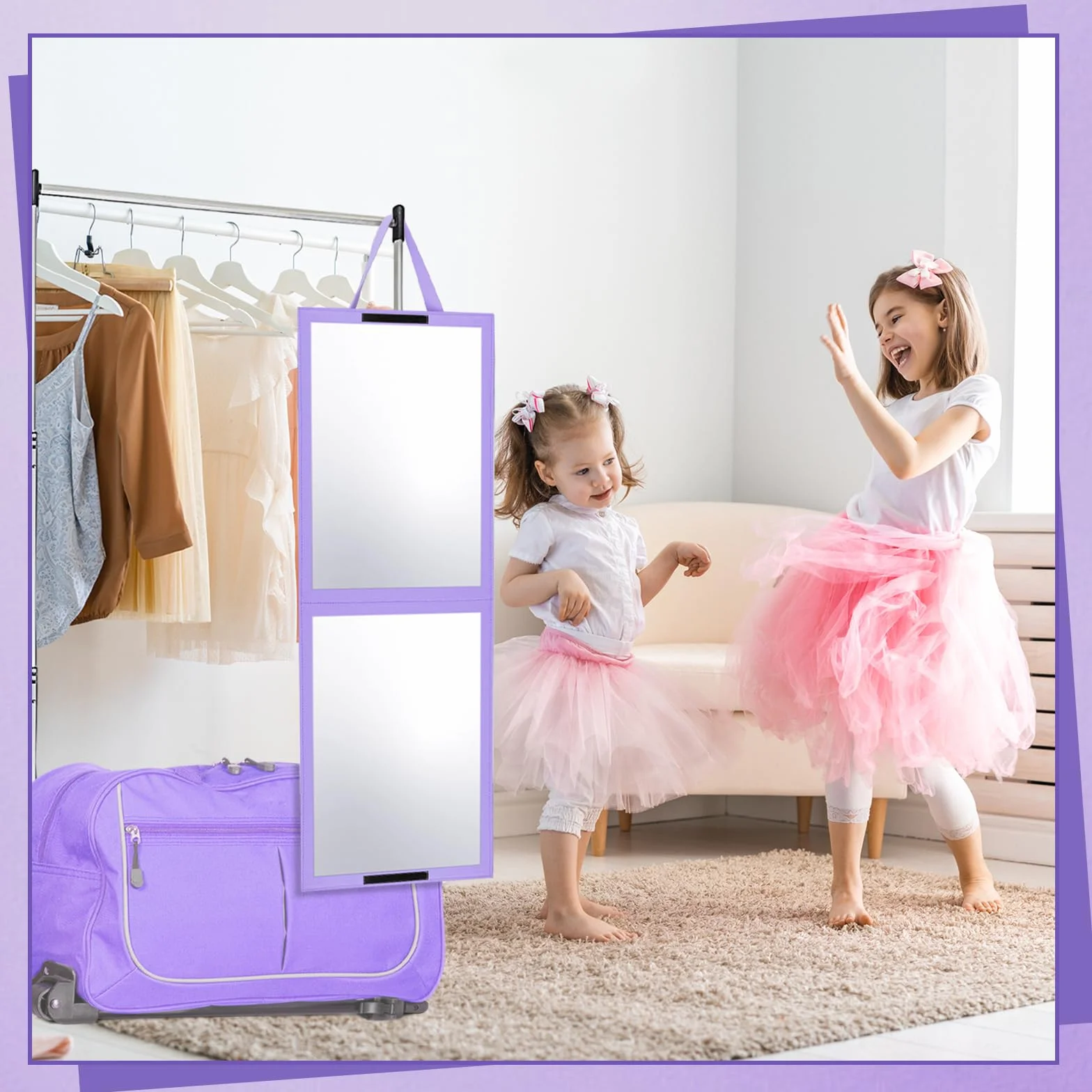 GlikCeil Miroir de Voyage Pliable Pleine Longueur 84x34 cm Violet