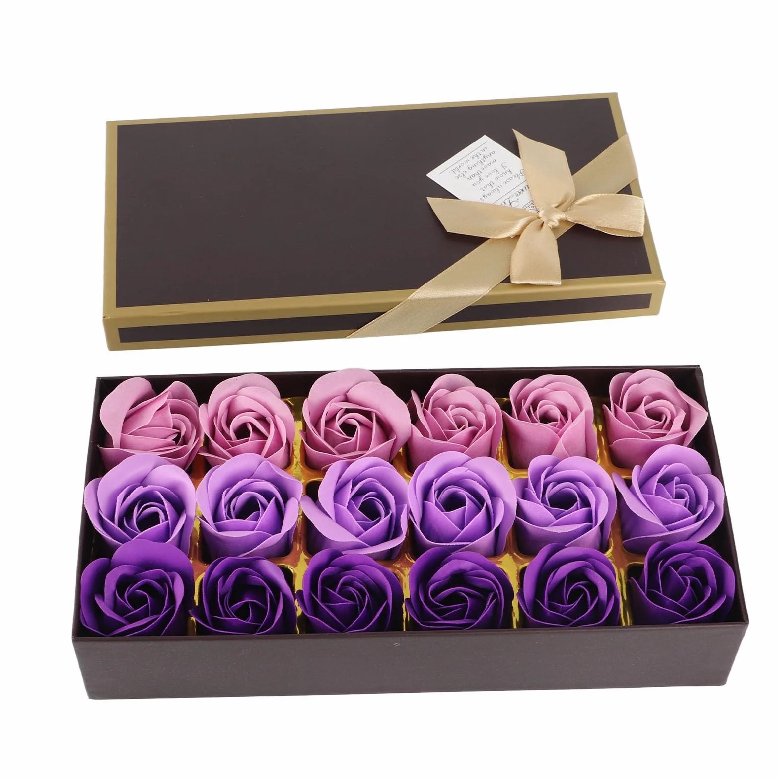 Coffret Cadeau Romantique Savon Rose Dégradé Violet Fait à la Main 18 Fleurs de Jouet