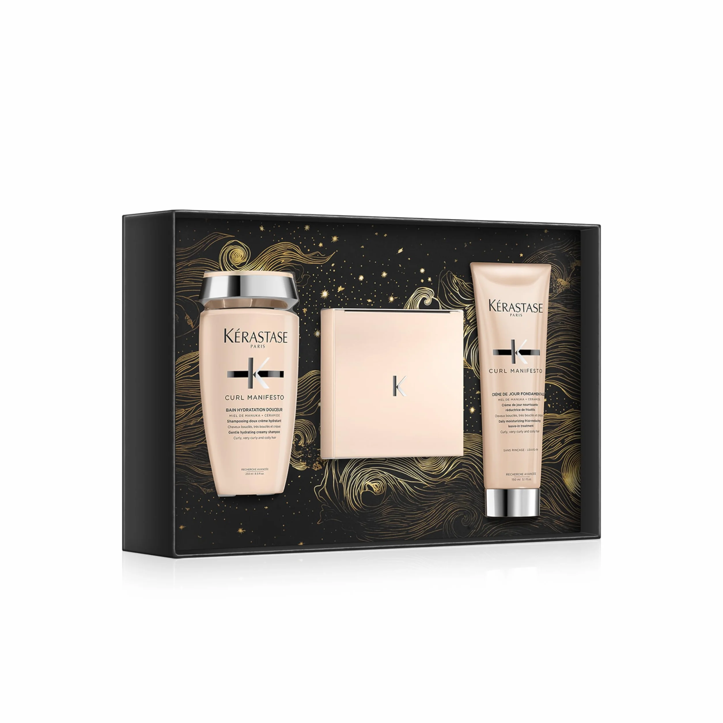 KÉRASTASE Curl Manifesto Coffret Bain Hydratation Douceur Masque Beurre Haute Nutrition Crème de Jour Fondamentale Miel de Manuka Céramide Cheveux Bouclés Frisés Crépus
