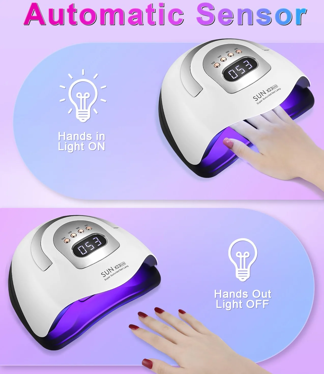 Lampe UV LED Ongles Gel 380W, Professionnel Sèche Ongles Automatique, Séchage Rapide, 81 LED Lampe, Grand LCD Ecran, 4 Minuteries 10s/30s/60s/99s pour Vernis Semi Permanent, Gel et Vernis
