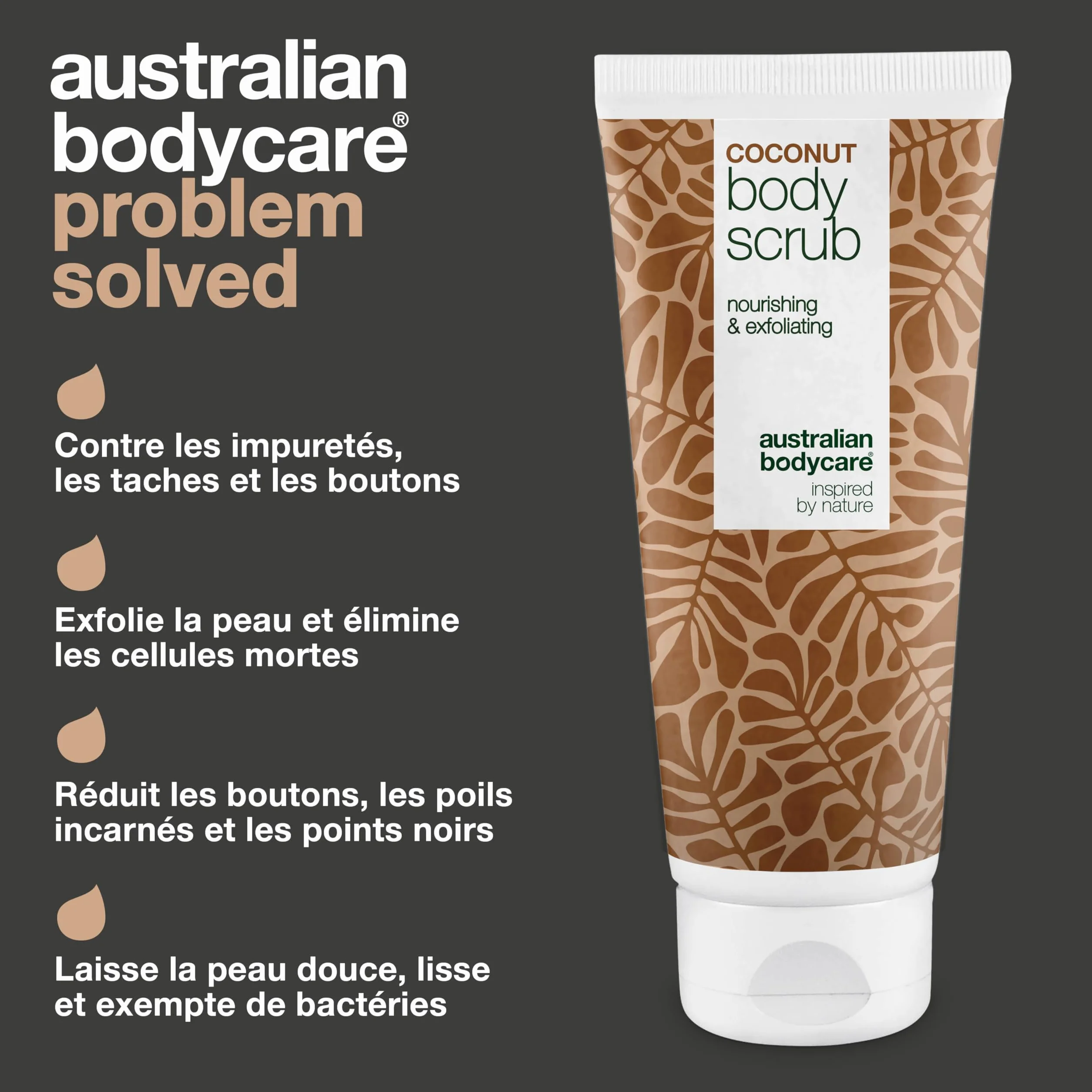 Australian Bodycare Gommage Corporelle Coco Body Scrub Exfoliant pour Impuretés, Boutons, Dos et Pieds