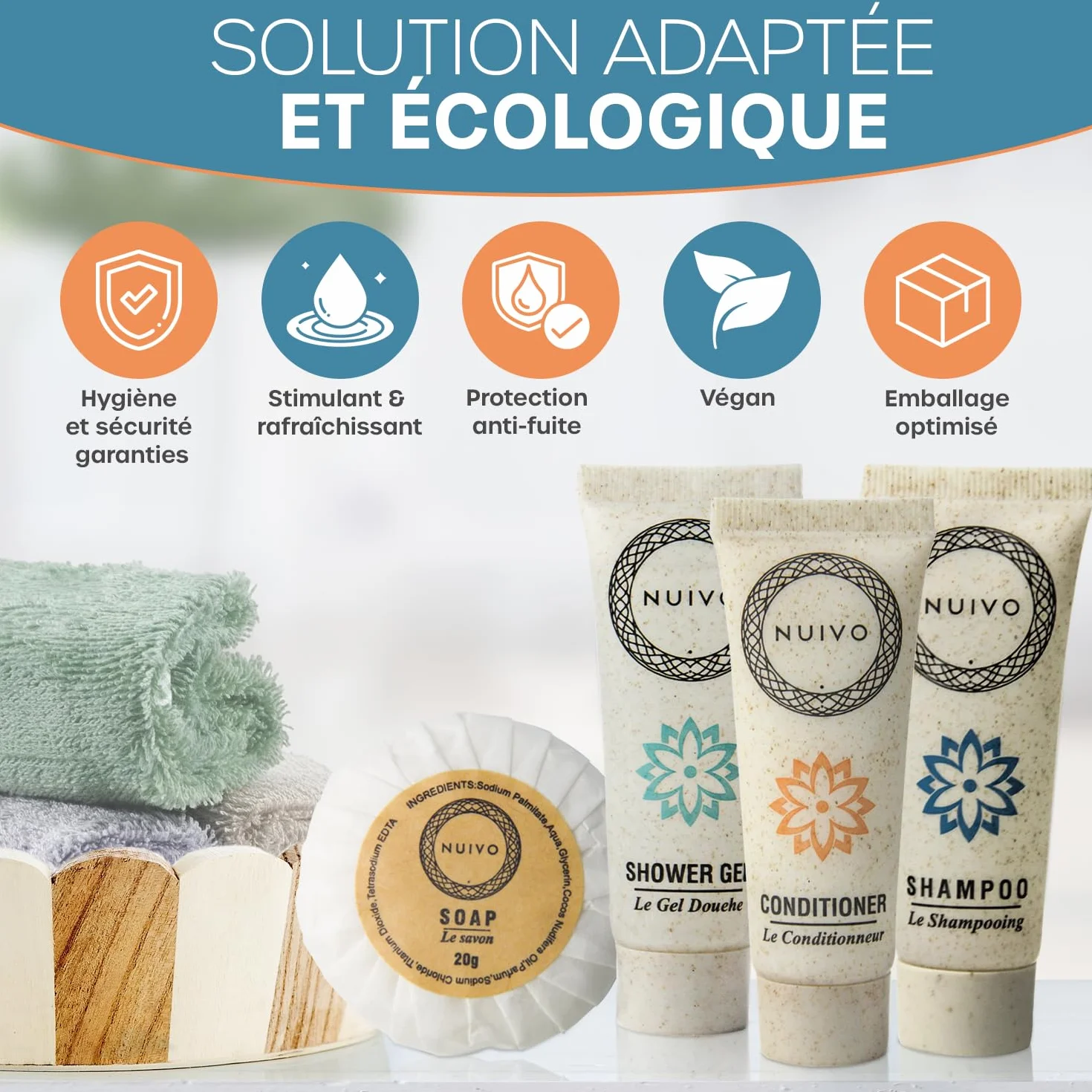 Produits d’Accueil Pack de 200 Gels Douche Shampoings 20g 30ml Écoresponsables