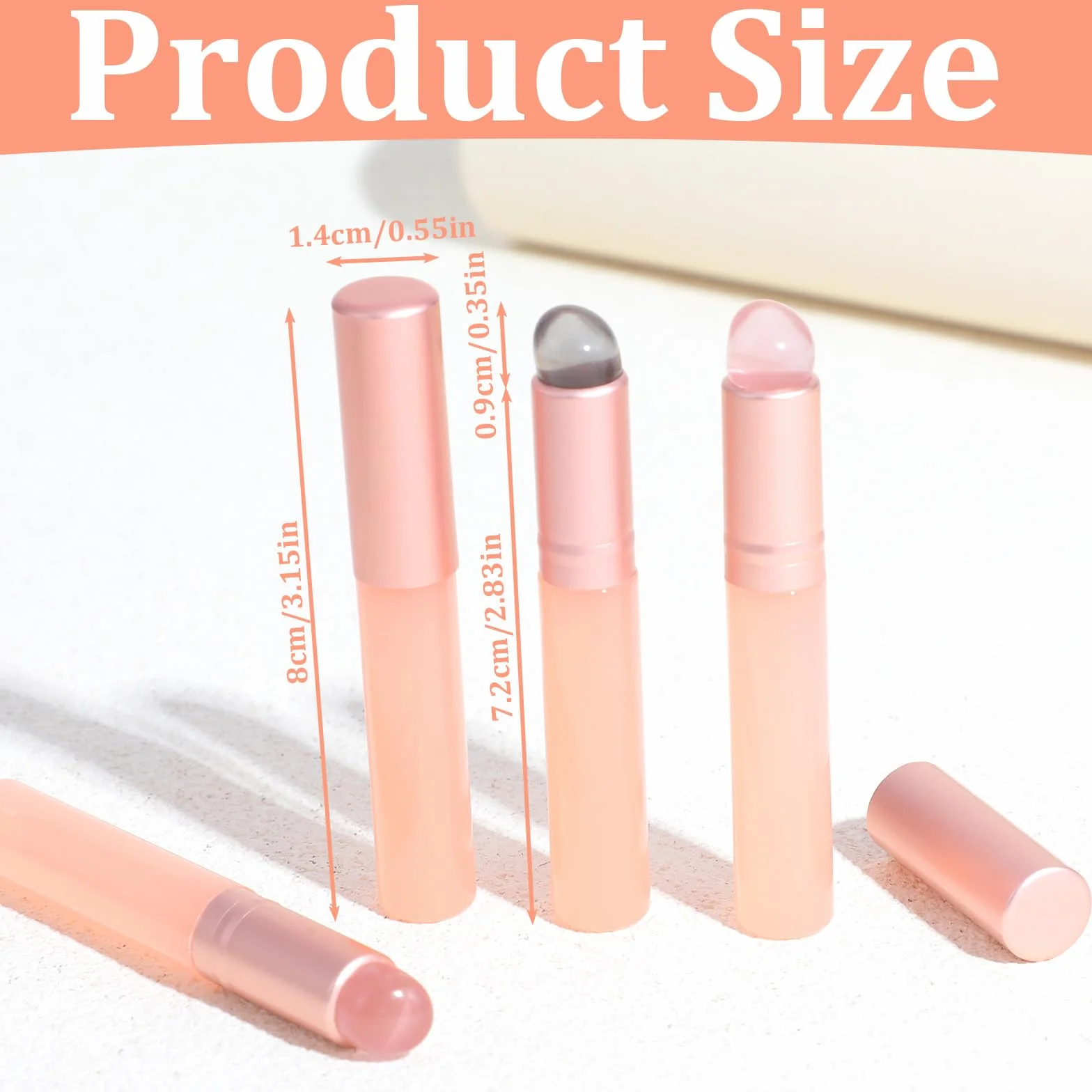Lot de 4 pinceaux à lèvres réutilisables en silicone avec couvercle Rose