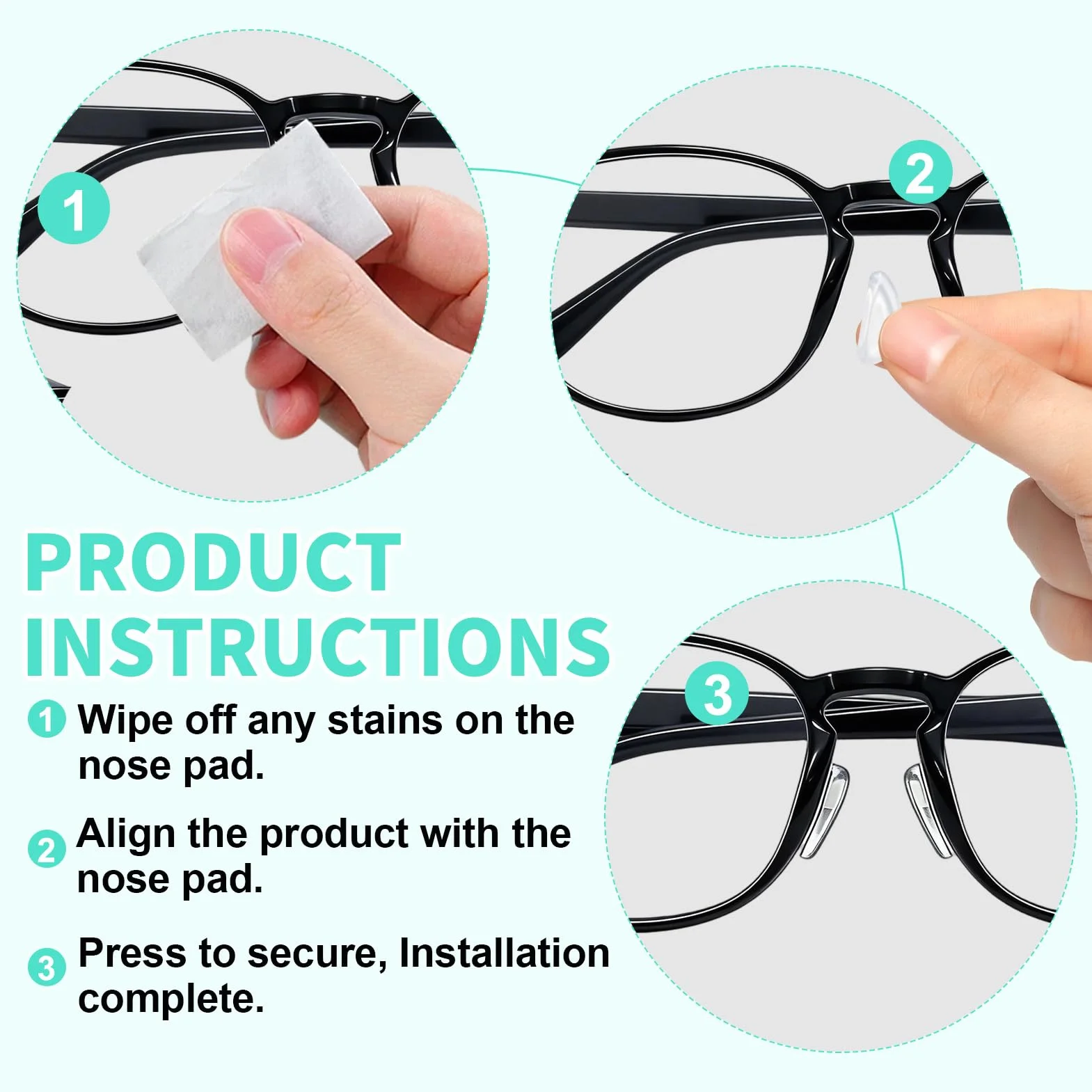 Plaquettes de Nez en Silicone à Coussin d'Air 30 Pièces Type D 2,5mm Auto-adhésif Transparent pour Lunettes