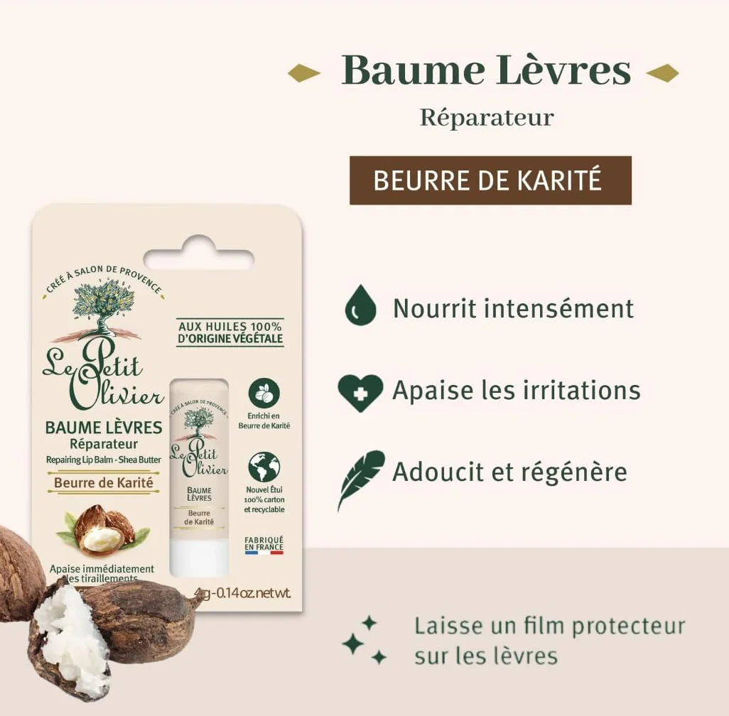 LE PETIT OLIVIER Baume Lèvres Réparateur Beurre de Karité 4 g