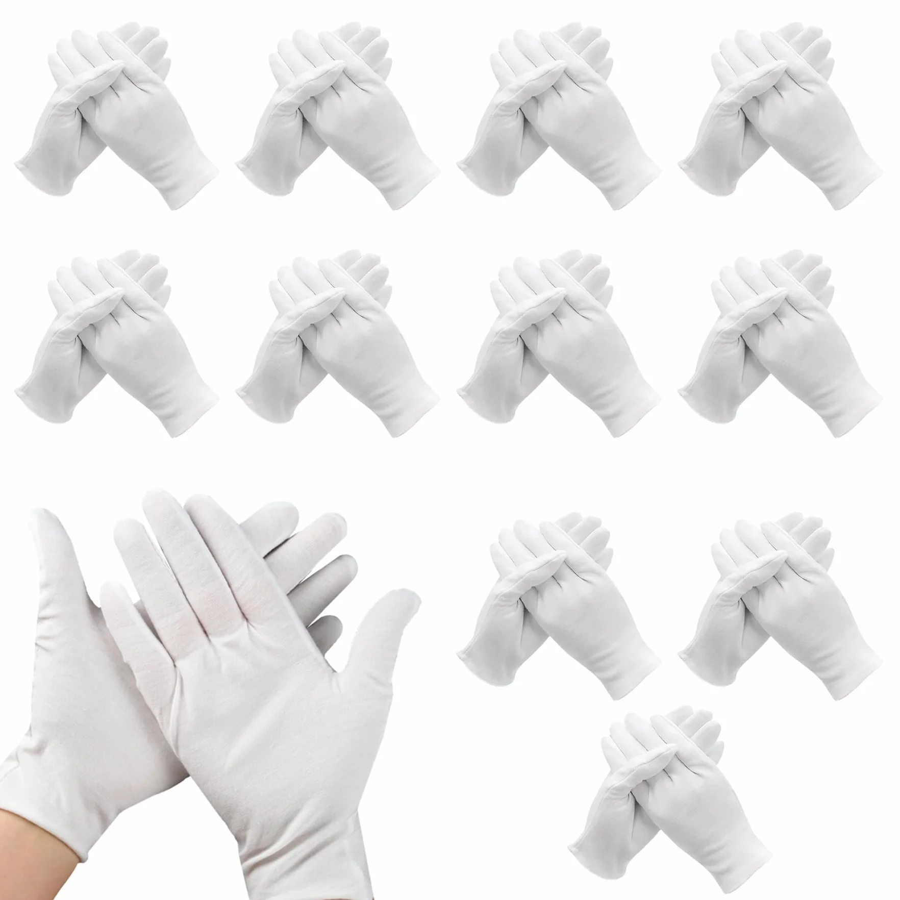Gants Hydratants en Coton Blanc, Protection l'eczéma pour Peau Sèche et Sensible, Gants de Travail Minces