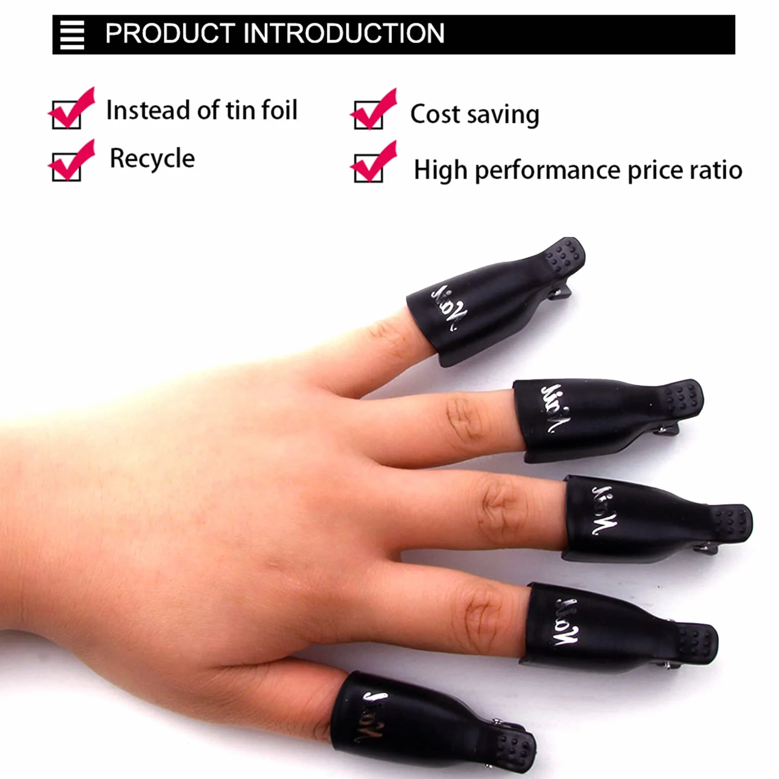 10 Pièces Dissolvant Clips à Ongles en Acrylique Kit Manucure avec 2 Coupe Cuticules
