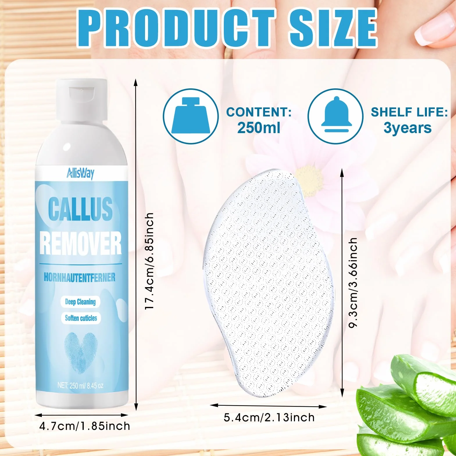 Lotion Anti Callosités Pieds 250 ml Soin Callus Remover Nano-Verre