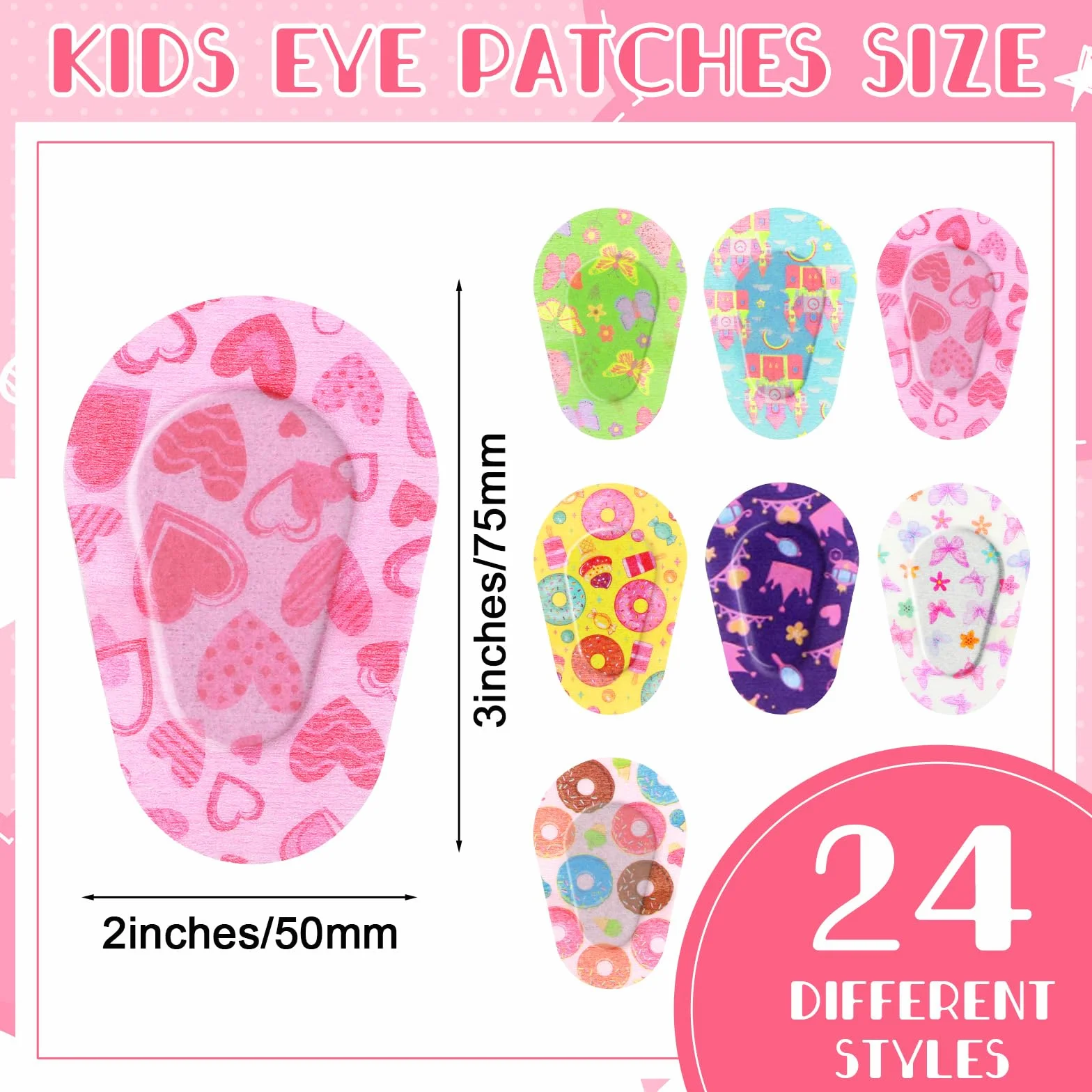 Pansements oculaires autocollants respirants jetables pour enfants - Lot de 24