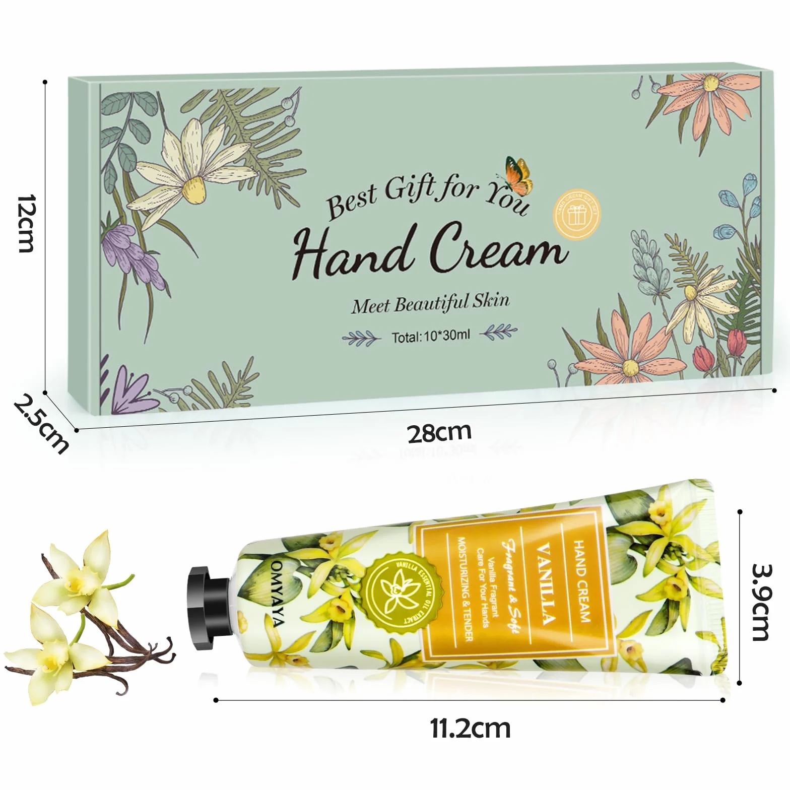 Coffret Cadeau Crème Mains, 10 Lot Mini Crème Hydratante Parfumée, Soin Mains et Pieds, Cadeau Femme Noël Anniversaire