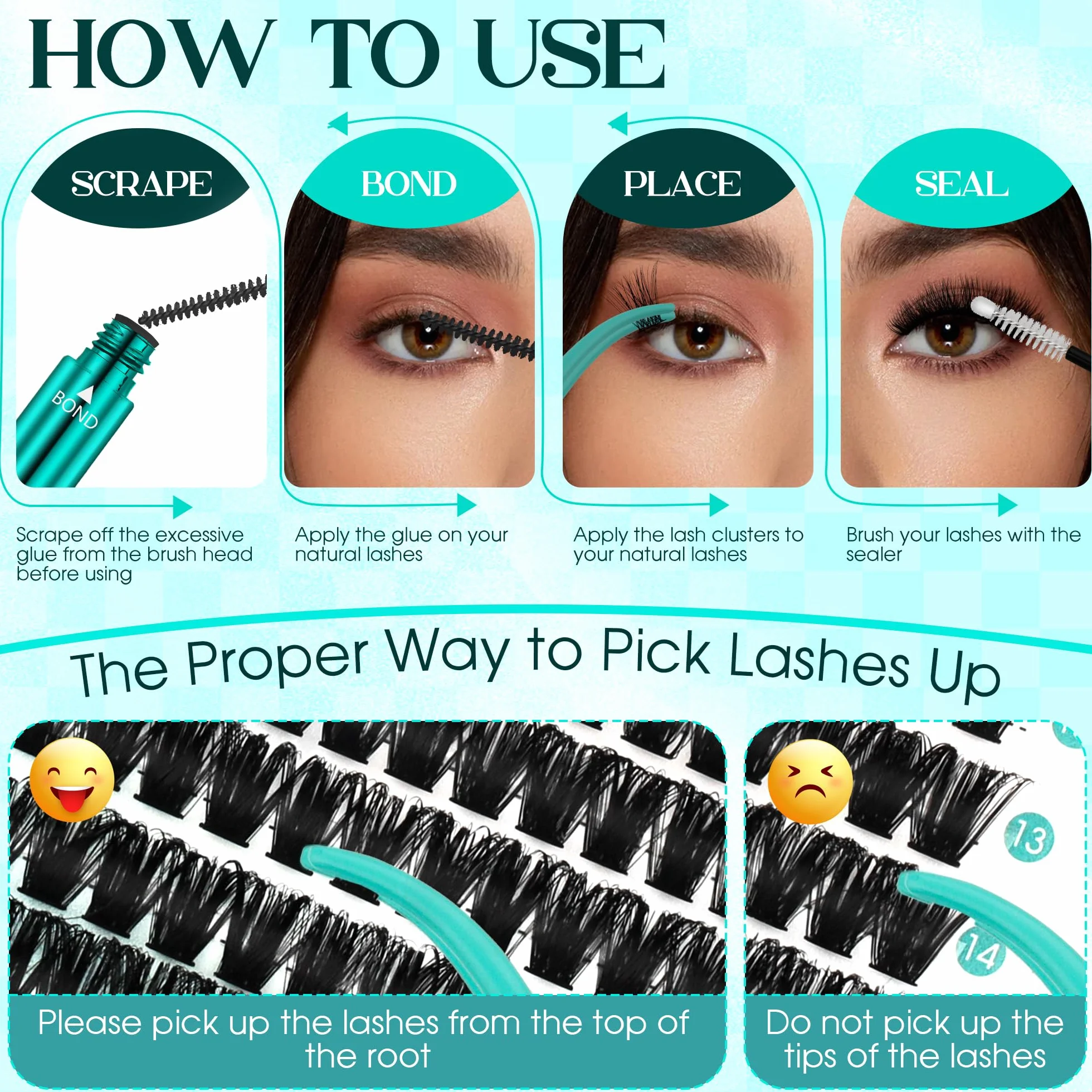 GEMERRY Faux Cils Bouquet Extension Cils Cluster Volume Russe DIY 80D 0.07mm D Curl 10-18mm Soie