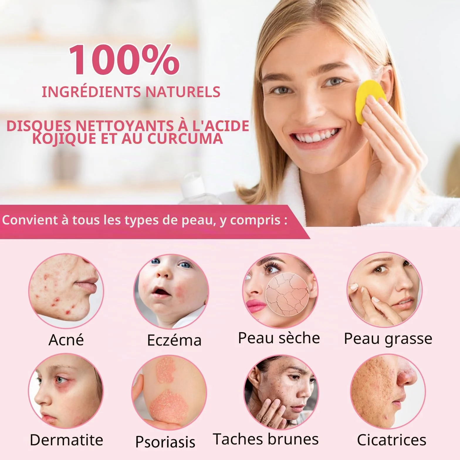 Lot de 40 tampons en mousse exfoliants au curcuma pour le visage et le corps
