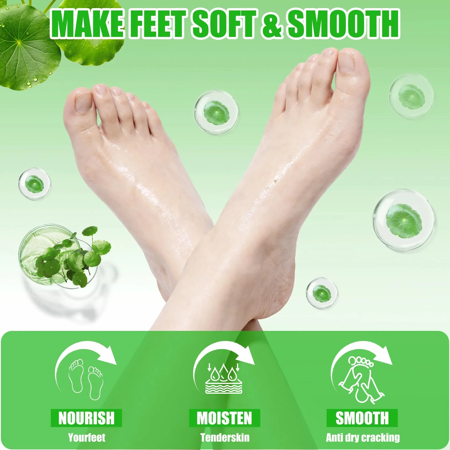 Masque Pieds Hydratant Chaussettes Centella Asiatica Soin Pieds Adoucissant Peeling Doux Talons Secs Fendillés