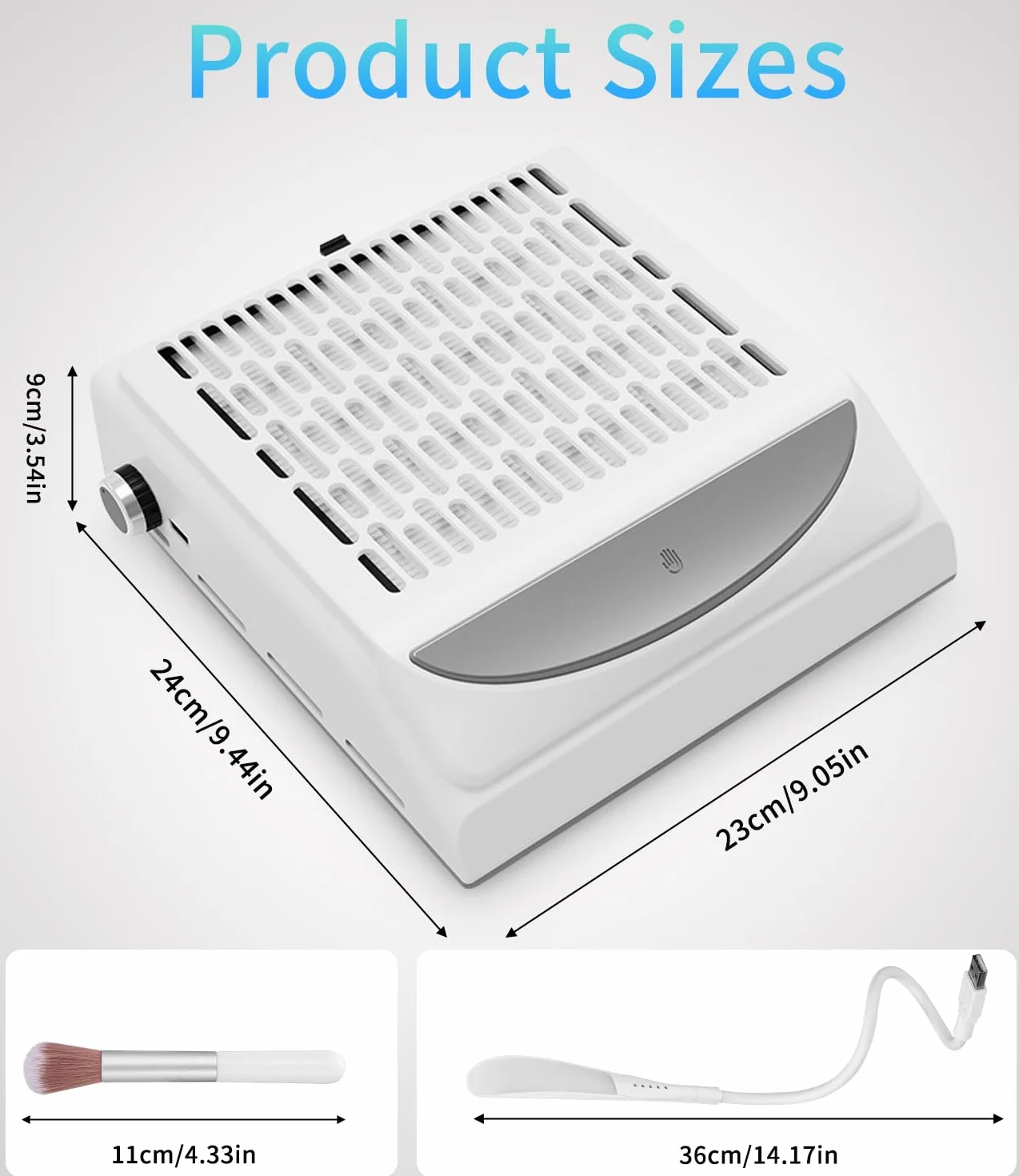 Yulado Aspirateur à ongles 100 W, 5000 tr/min, blanc, professionnel, ménage et aspiration de la poussière