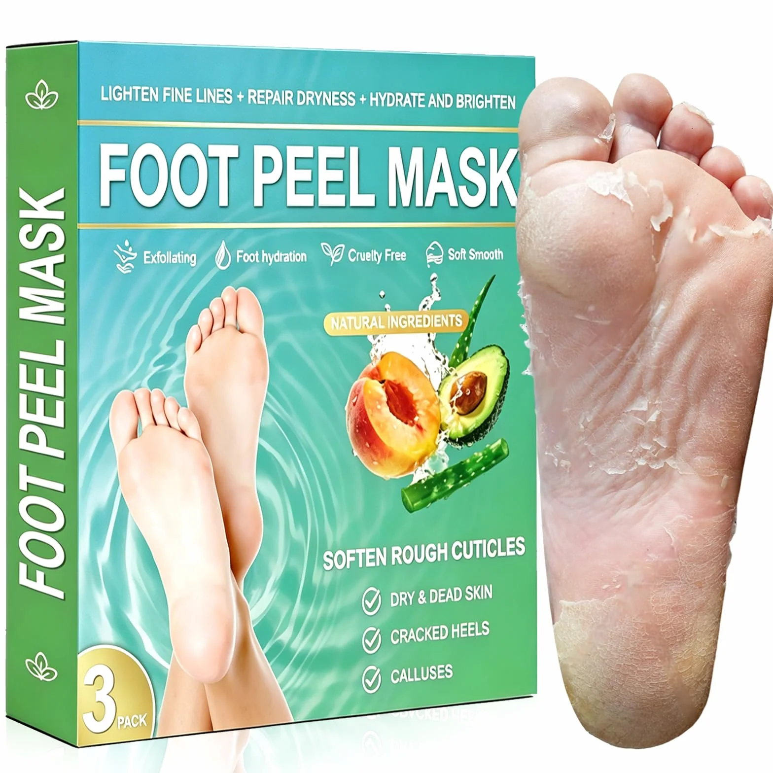 Masque Pied Exfoliant Anti Callosités, Peeling Pieds Nourrissant Hydratant, Aloe Vera & Avocat & Pêche