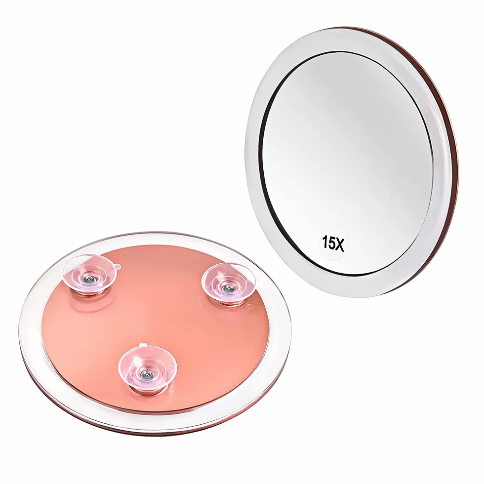 Miroir grossissant 15X 15 cm rond avec ventouses pour maquillage et épilation