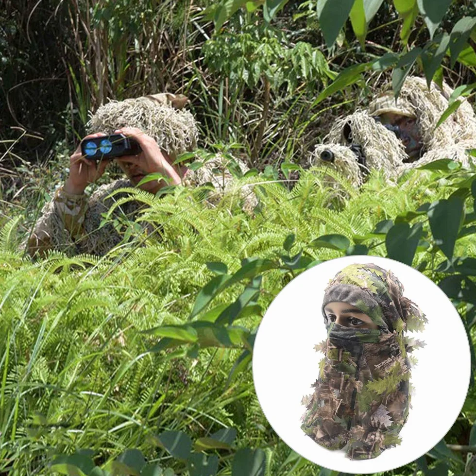 Cagoule 3D camouflage feuilles masque intégral chasse tir cyclisme