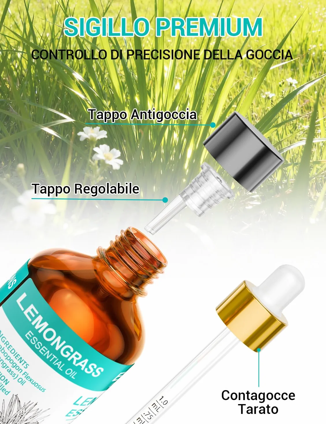Huile Essentielle de Citronnelle 100 ml – 100% Naturelle, Arôme Frais Citronné – Pour Diffuseur, Aromathérapie