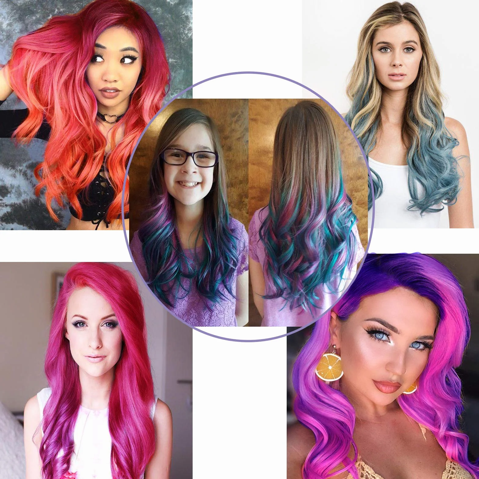 Peignes à Craie pour Cheveux Enfants Lot de 10 Coloration Temporaire Lavables Filles 4-10 ans