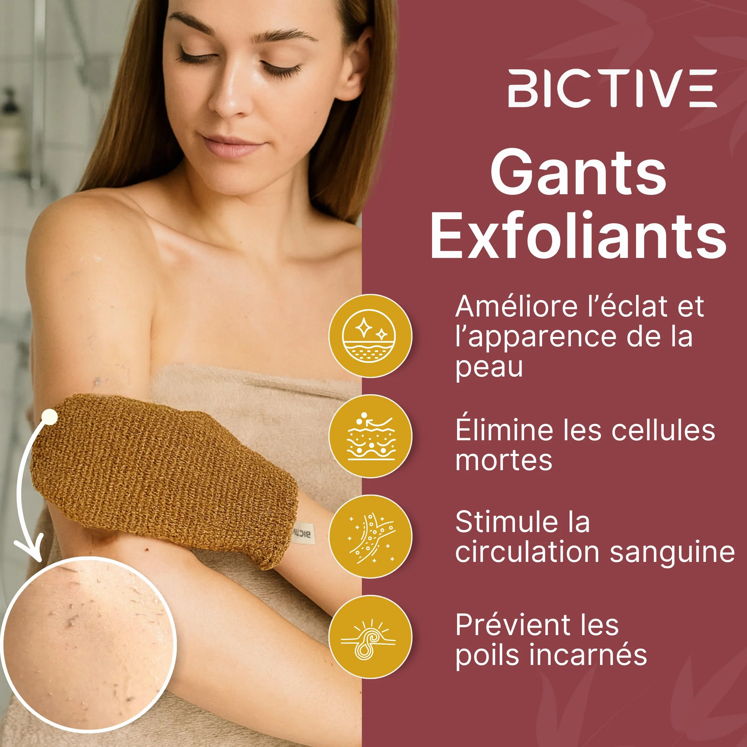 Kit 2 Gants Exfoliants Corps Fibres Naturelles Peau Morte Gommage Douche