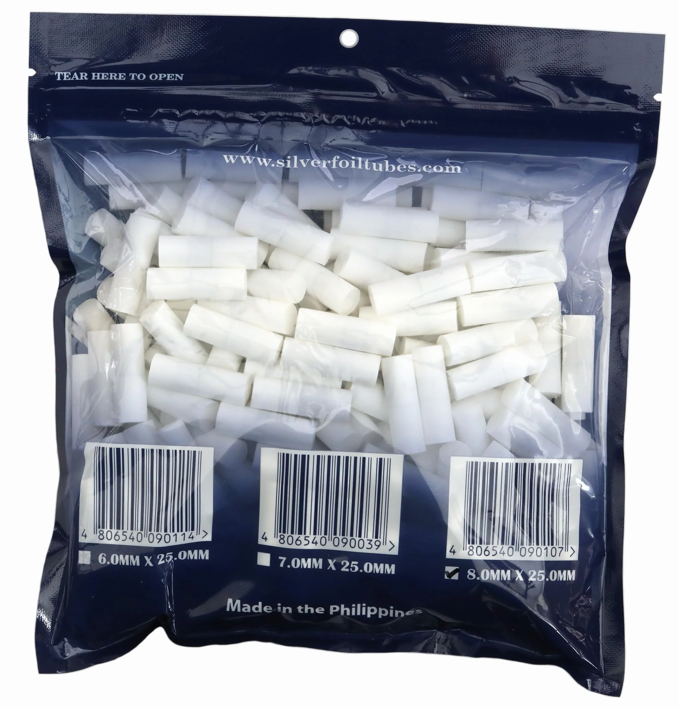 Filtres à charbon 8 mm x 25 mm – 200 pointes longues régulières avec charbon actif pour rouler à la main