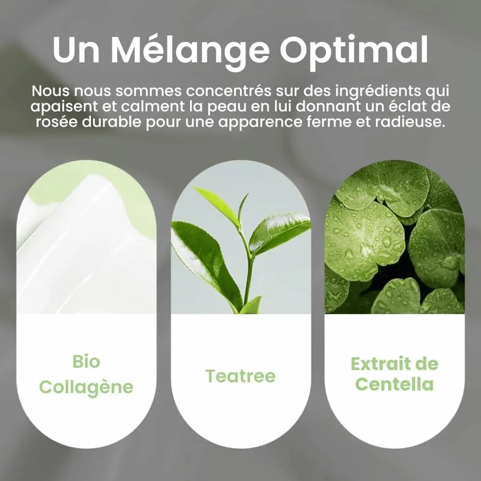 Leaf Cosmetic Masque Bio Collagene Visage & Teatree Mask(1 Boîte – 4 Masques)