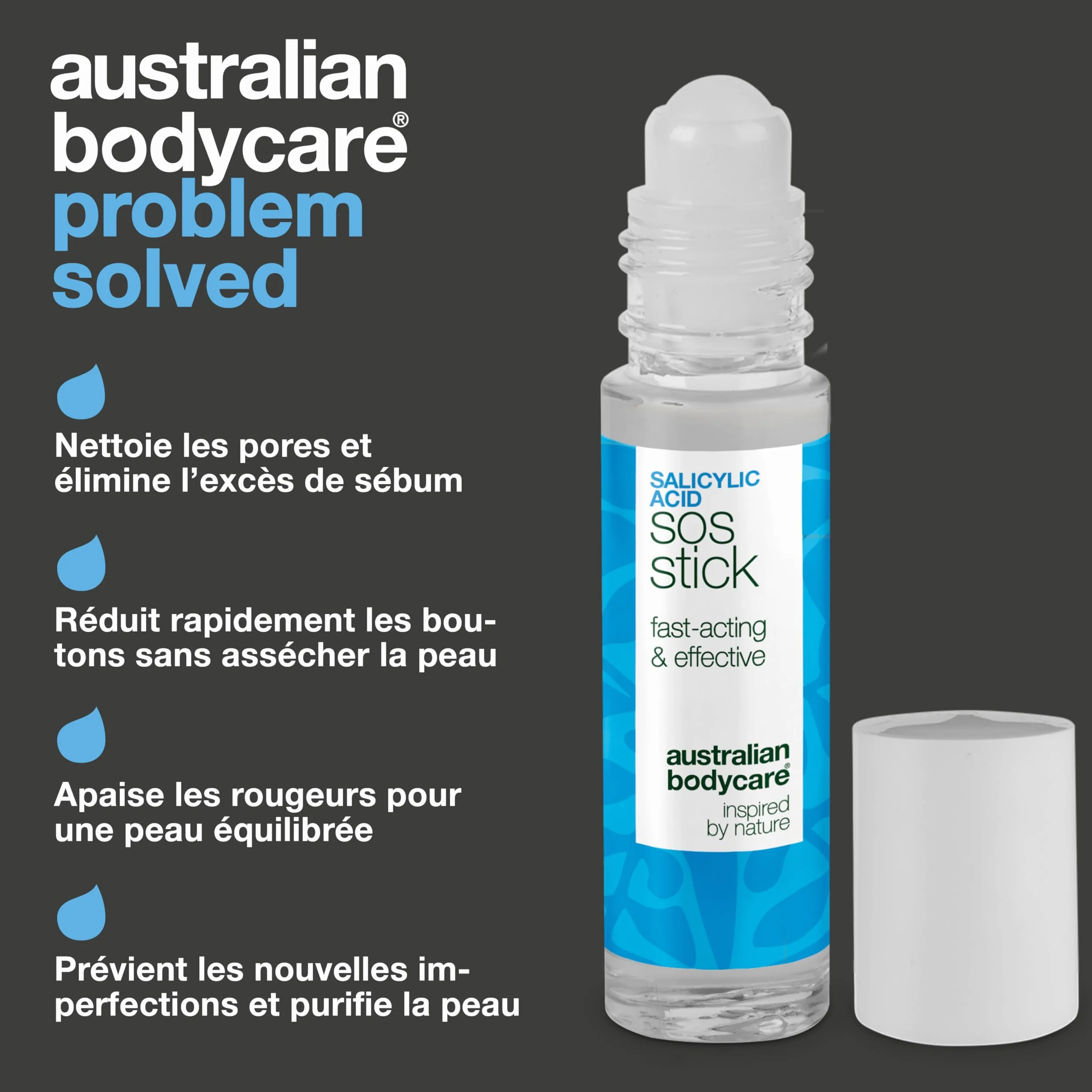 Stick SOS à l’acide salicylique pour boutons et points noirs – traitement rapide peau nette
