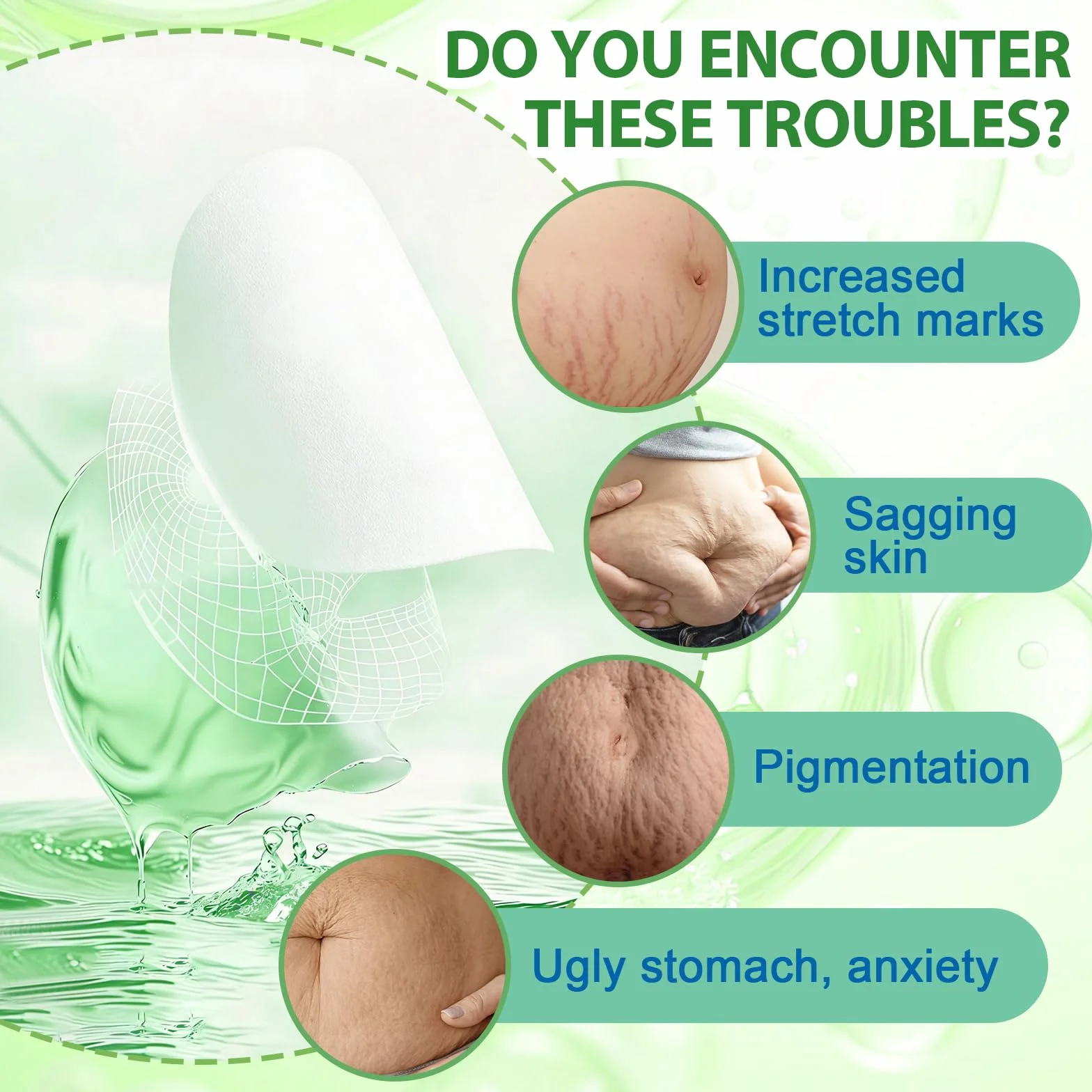 Masque Tissu Ventre Grossesse 3 Pièces 70g Anti-Vergetures Hydratant