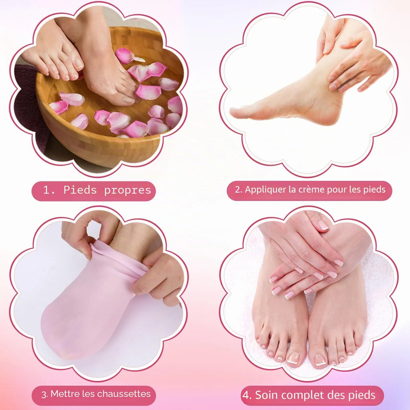 Chaussettes en silicone hydratantes pour pieds secs et fissurés, EU 35-38, Lot de 3 paires