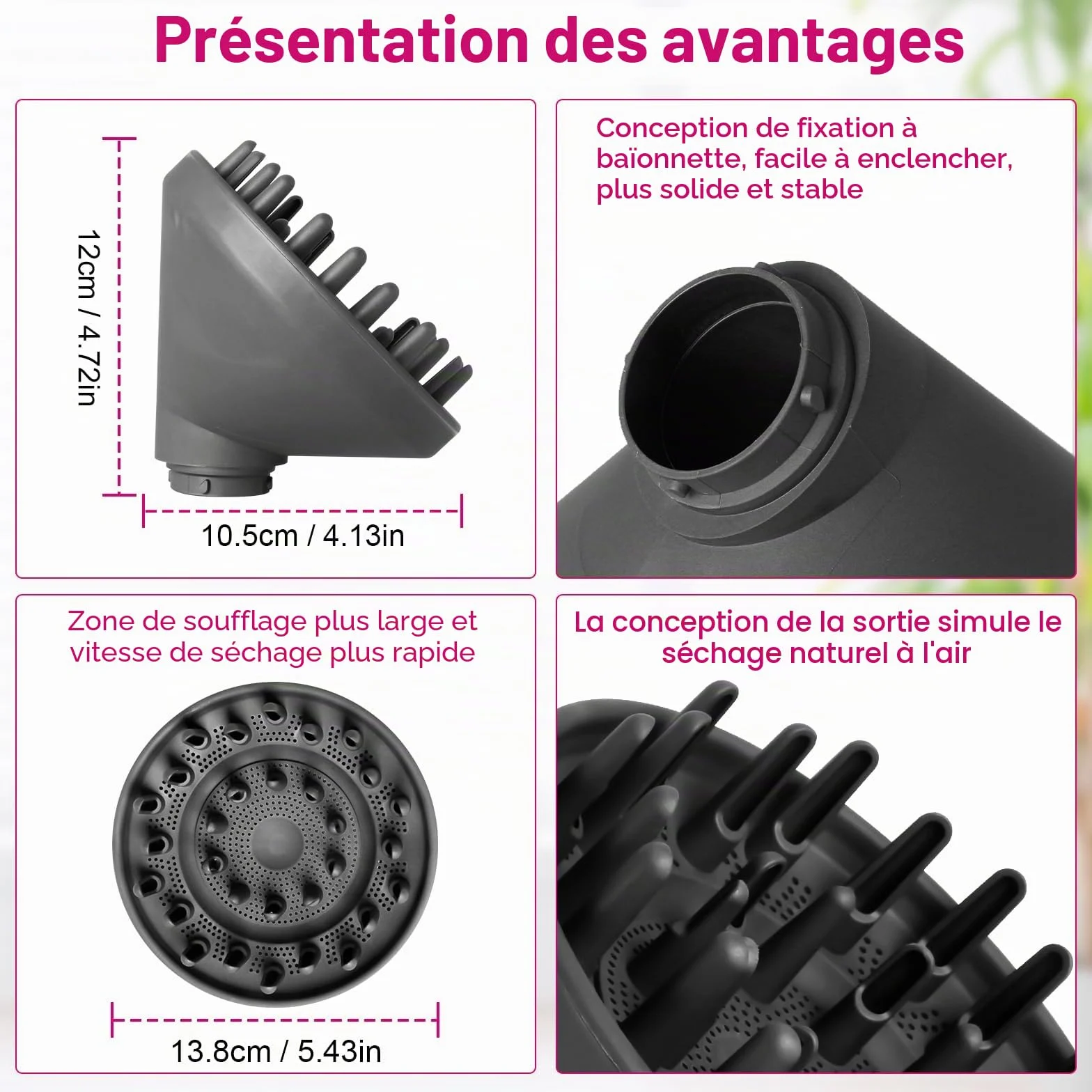 Diffuseur pour Dyson Airwrap Styler HS01 HS05 Accessoire, conversion pour Dyson Airwrap Styler en sèche-cheveux