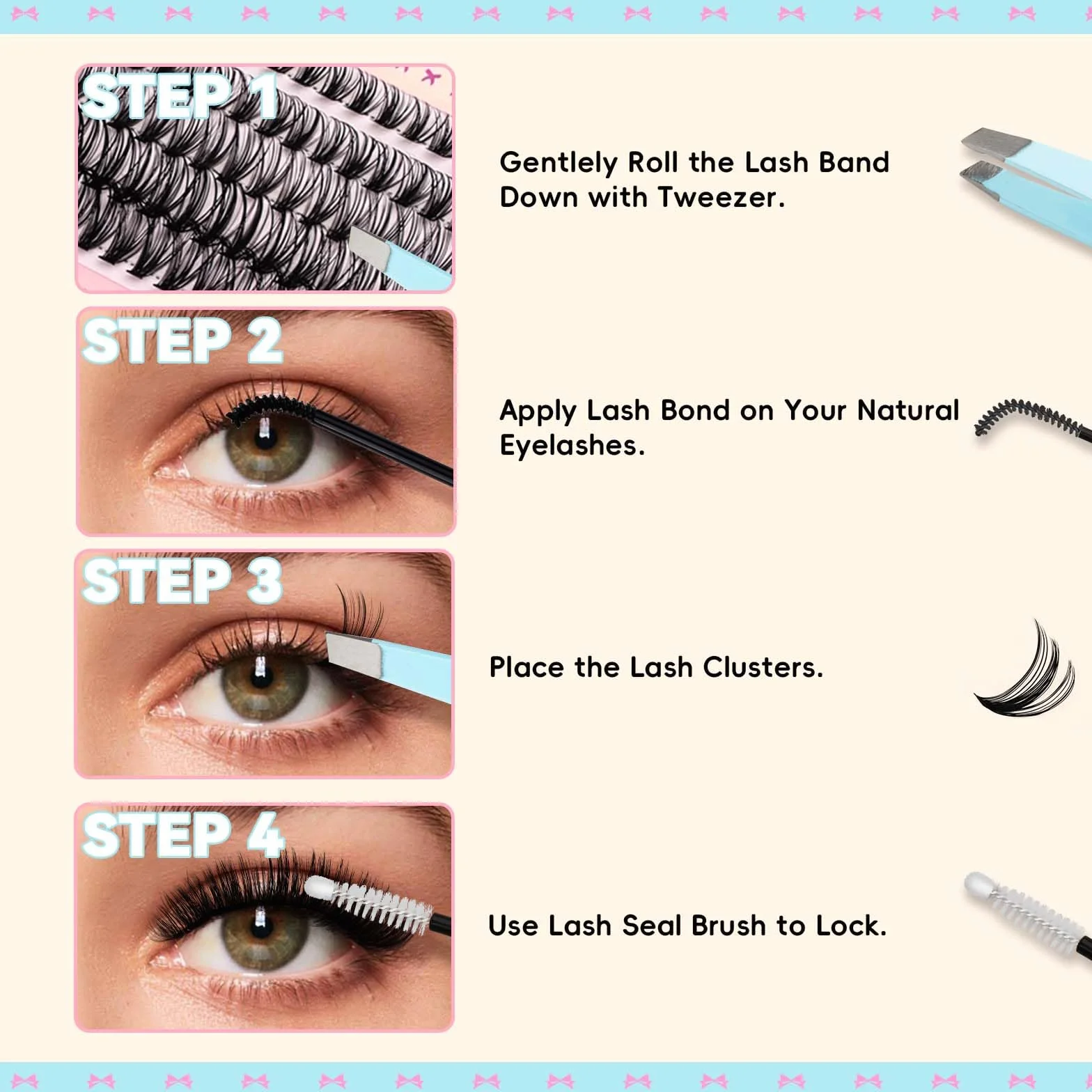 GEMERRY Kit Faux Cils Individuel 30D-100D Extension Cils Bouquet Volume Russian Colle et Applicateur Pince D Curl 8-16mm