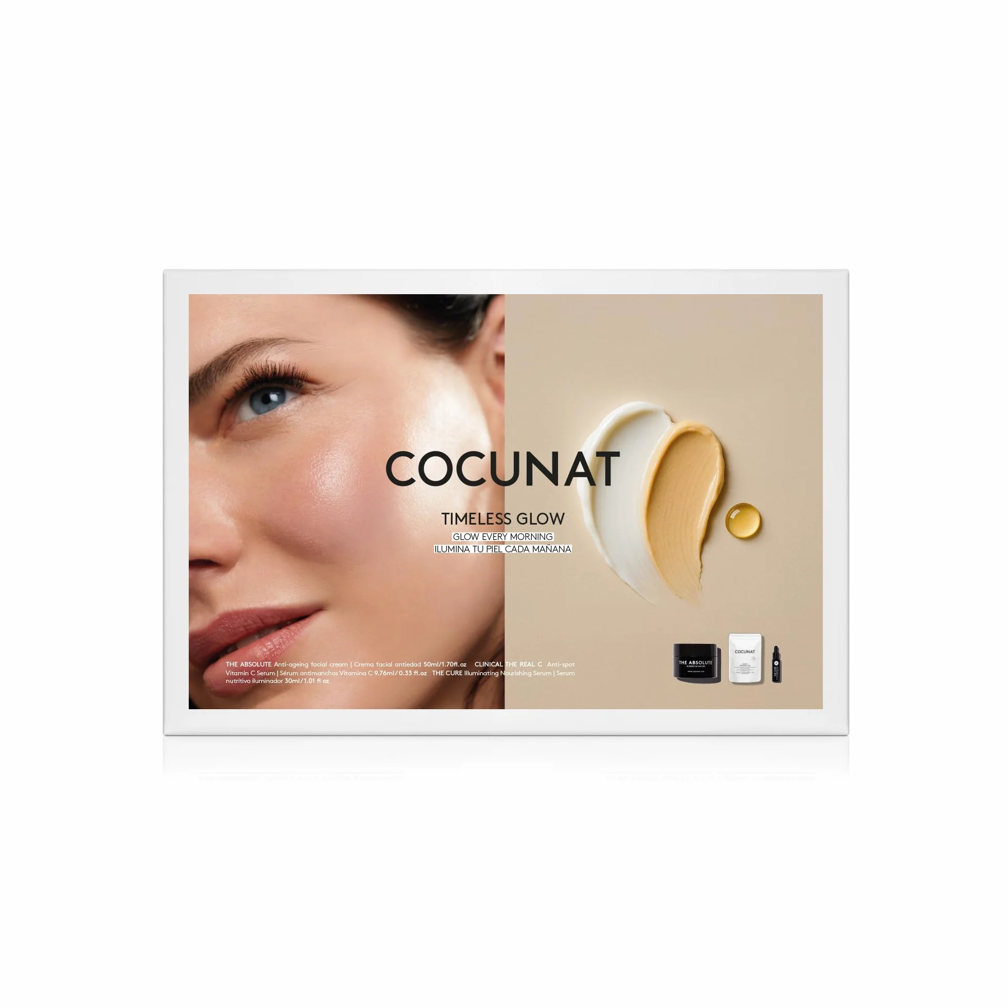 COCUNAT Coffret Timeless Glow Pack AntiÂge Crème et Sérum Vitamine C | Rituel illuminateur intensif à la vitamine C pure et acide hyaluronique. Réduit les rides et les taches de la peau.