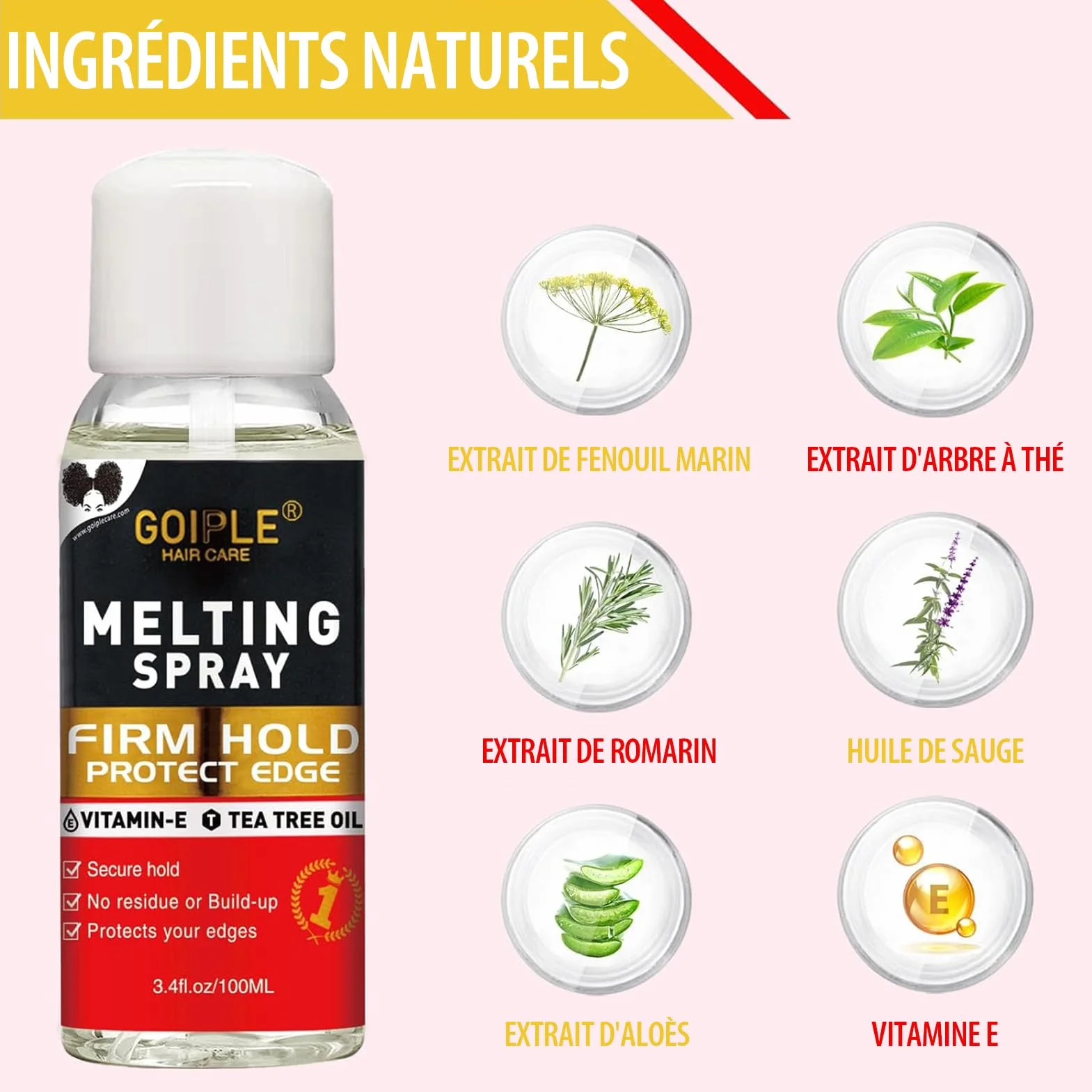 Sans Colle Lace Melting Spray For Wigs, 3.4 Fl Oz - Melting Spray Wig Spritz Spray Lace Protège Le Cuir Chevelu, Améliore La Tenue, Formule Naturelle