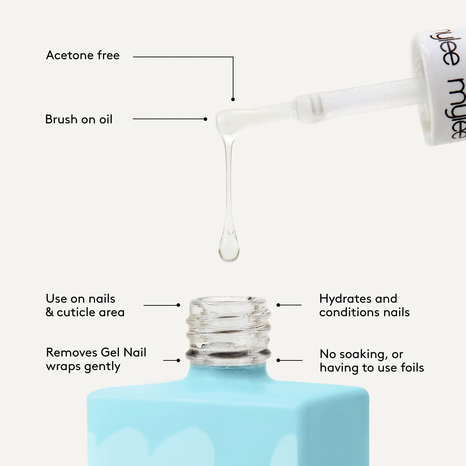 Mylee Wrap Remover Oil 15 ml – doux retrait des bandes de gel sans acétone – végan