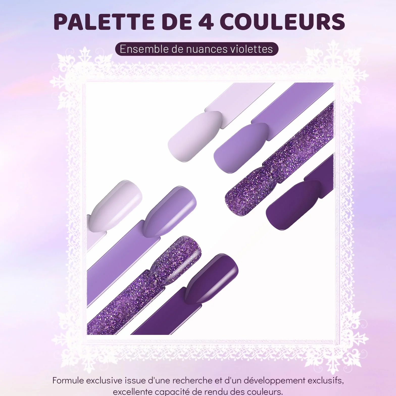 Aokitec Poudre à Tremper, 4 Couleurs Nail Art Français, Kit de Manucure DIY, Longue Durée