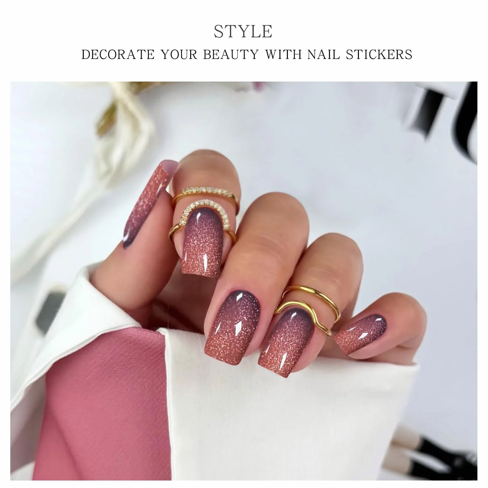 Autocollant Ongles Gel UV Œil de Chat Nail Art Stickers Semi-durci Manucure