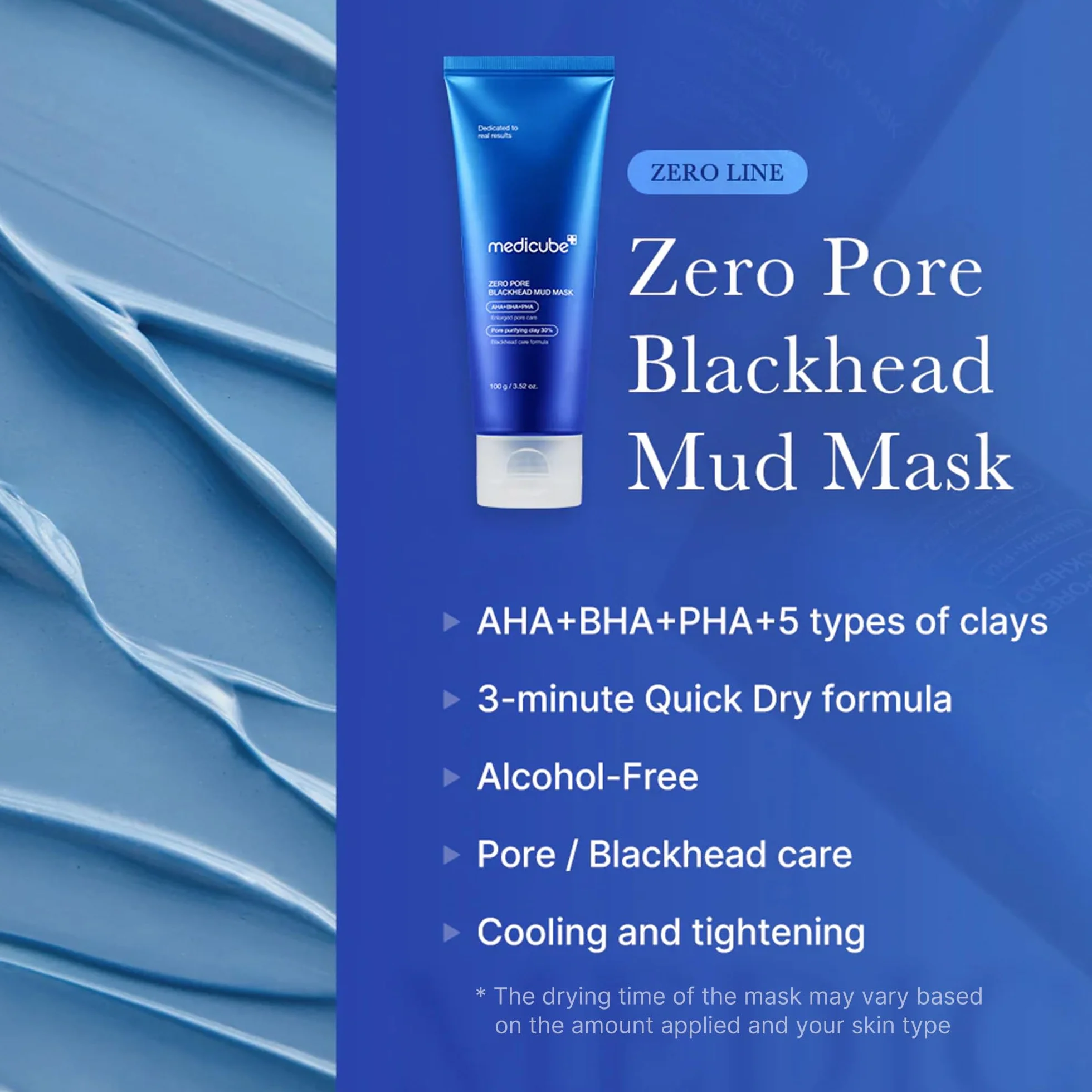 Medicube Zero Pore Blackhead Mud Mask 3.52 oz AHA BHA PHA