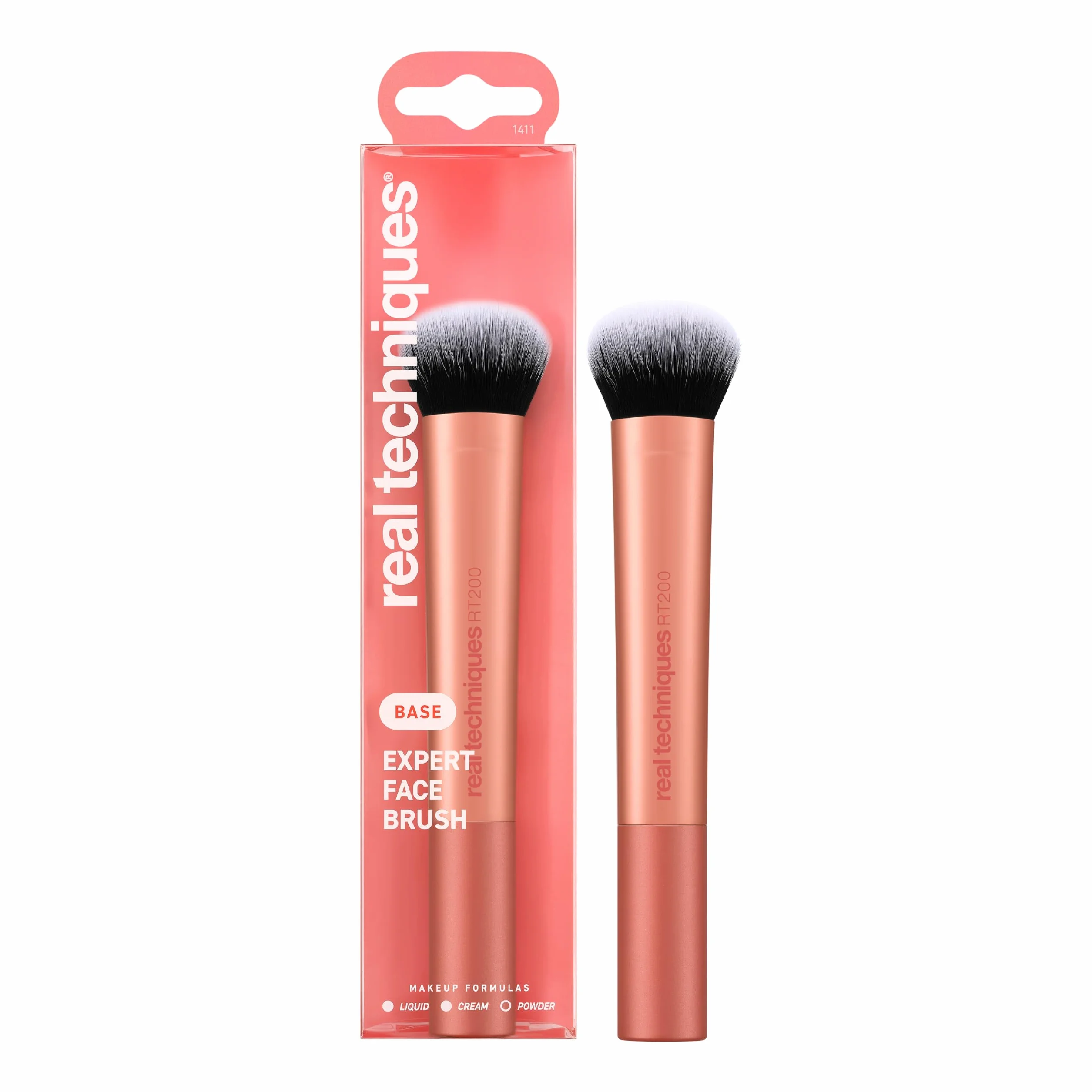 Real Techniques Pinceau de maquillage Expert visage fond de teint liquide crème fard à joues poudre bronzante couverture modulable